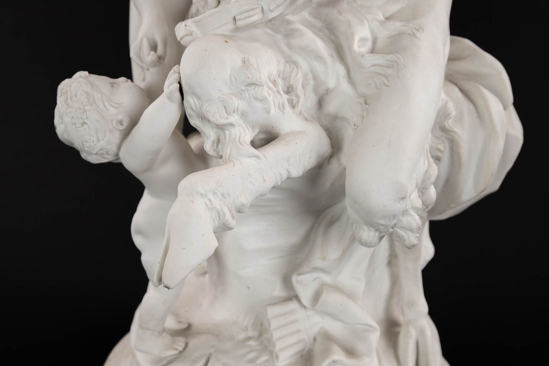 CLODION (1738-1814)(after) 'Satyr, Nymph and putto' bisque porcelain, marked Sèvres. (H:43 x D:25 cm - Image 11 of 14