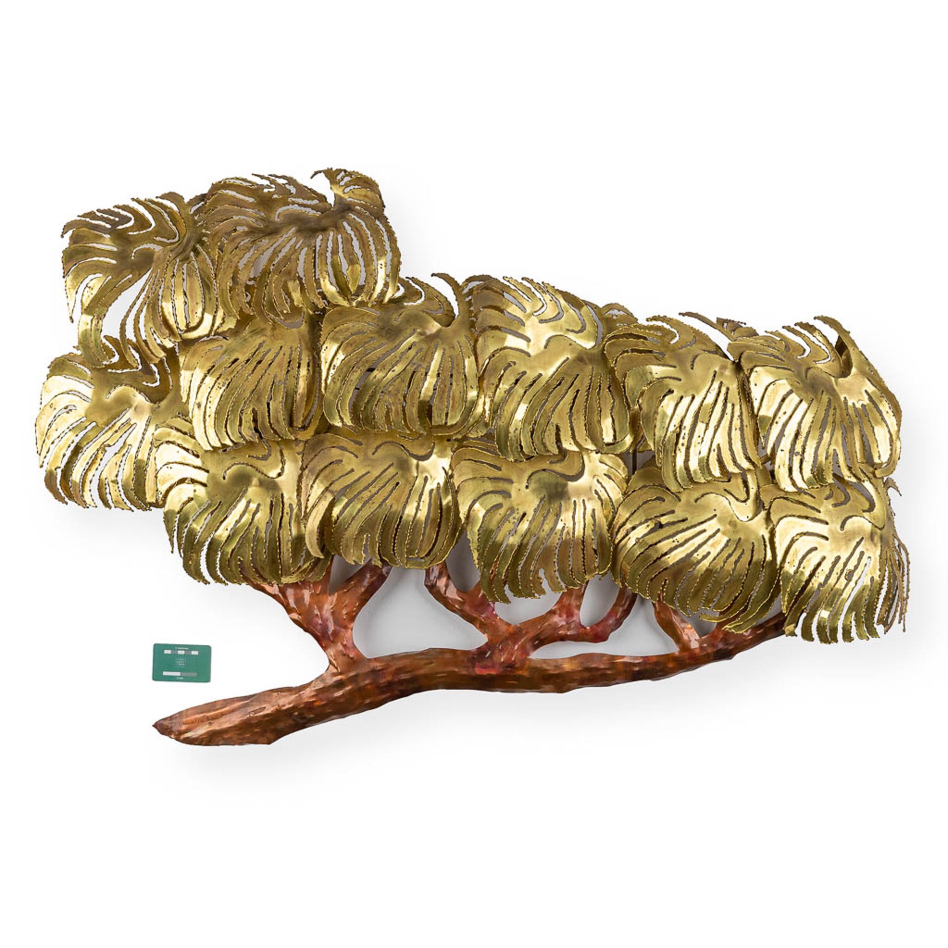 Daniel DHAESELEER (XX-XXI) 'Palm tree wall lamp' brass and copper. (W:120 x H:81 cm) - Image 2 of 9