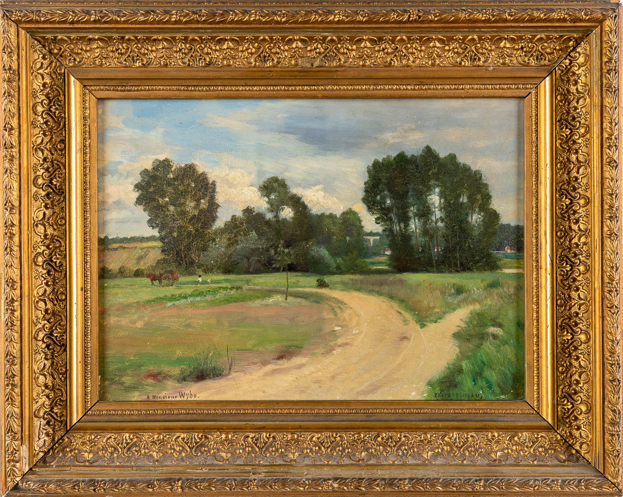 Charles Auguste CORBINEAU (1835-1901) 'Landscape' oil on panel. (W:32,5 x H:23,5 cm) - Image 3 of 7