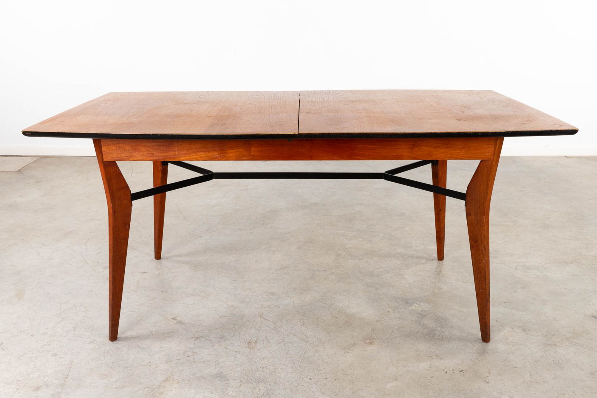 A mid-century table and 6 chairs, rotan and metal, teak wood. Circa 1960. (D:86 x W:160 x H:76 cm) - Image 15 of 31