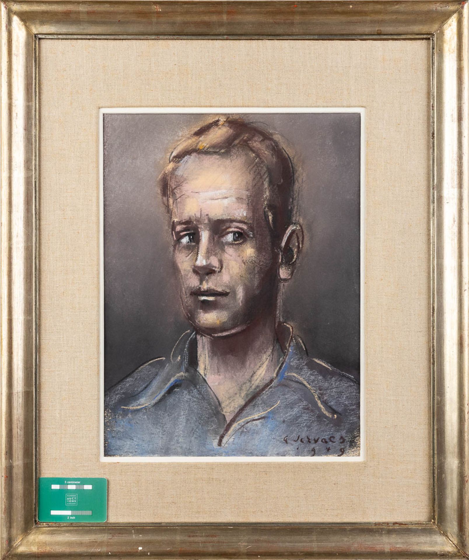 Albert SERVAES (1883-1966) 'Portrait of Jan Servaes, Son of Albert' gouache on paper. (W:32 x H:43 c - Image 2 of 5