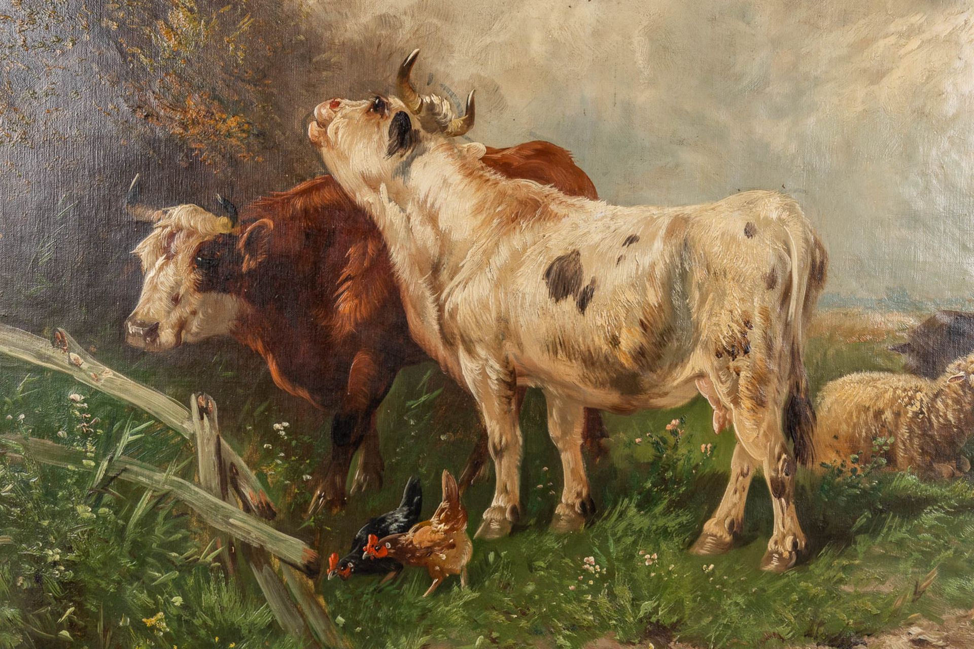 Henry SCHOUTEN (1857/64-1927) 'Cattle in the field' oil on canvas. (W:100 x H:81 cm) - Bild 5 aus 9