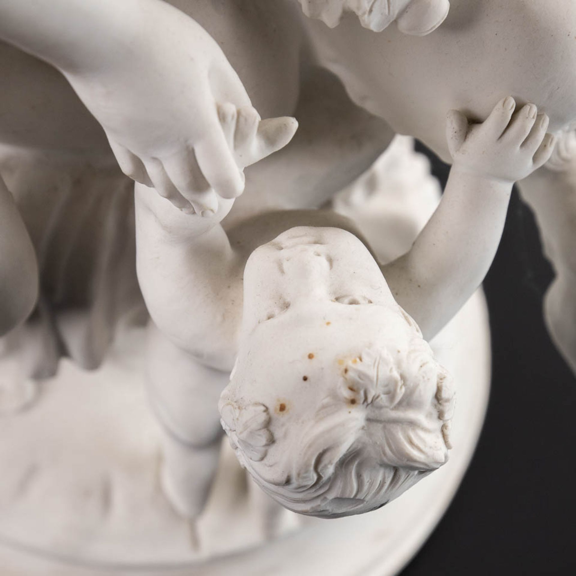 CLODION (1738-1814)(after) 'Satyr, Nymph and putto' bisque porcelain, marked Sèvres. (H:43 x D:25 cm - Image 10 of 14