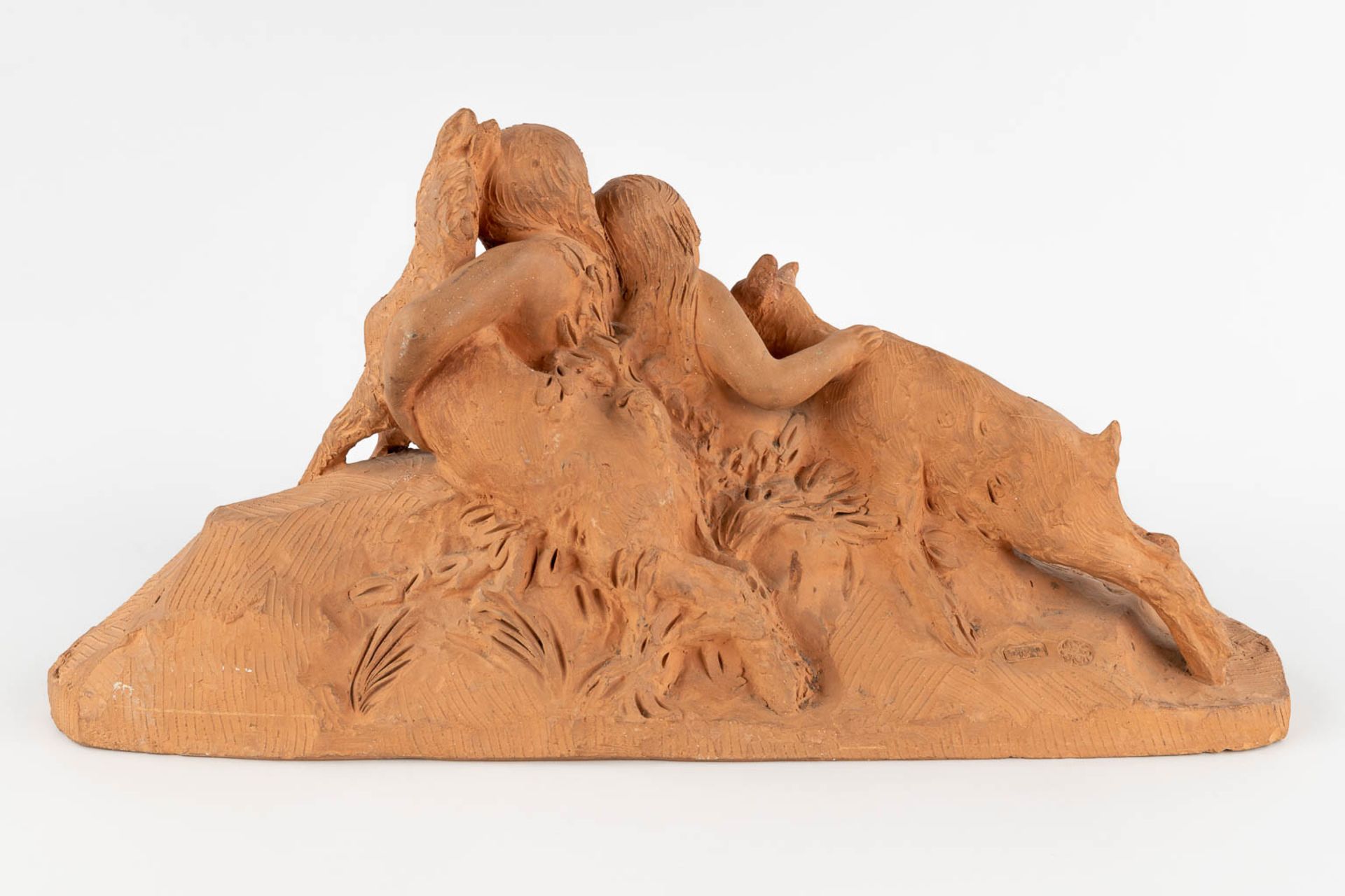 Ary Jean Léon BITTER (1883-1973) 'Children with Goats' terracotta. (D:20,5 x W:58 x H:27 cm) - Image 5 of 11