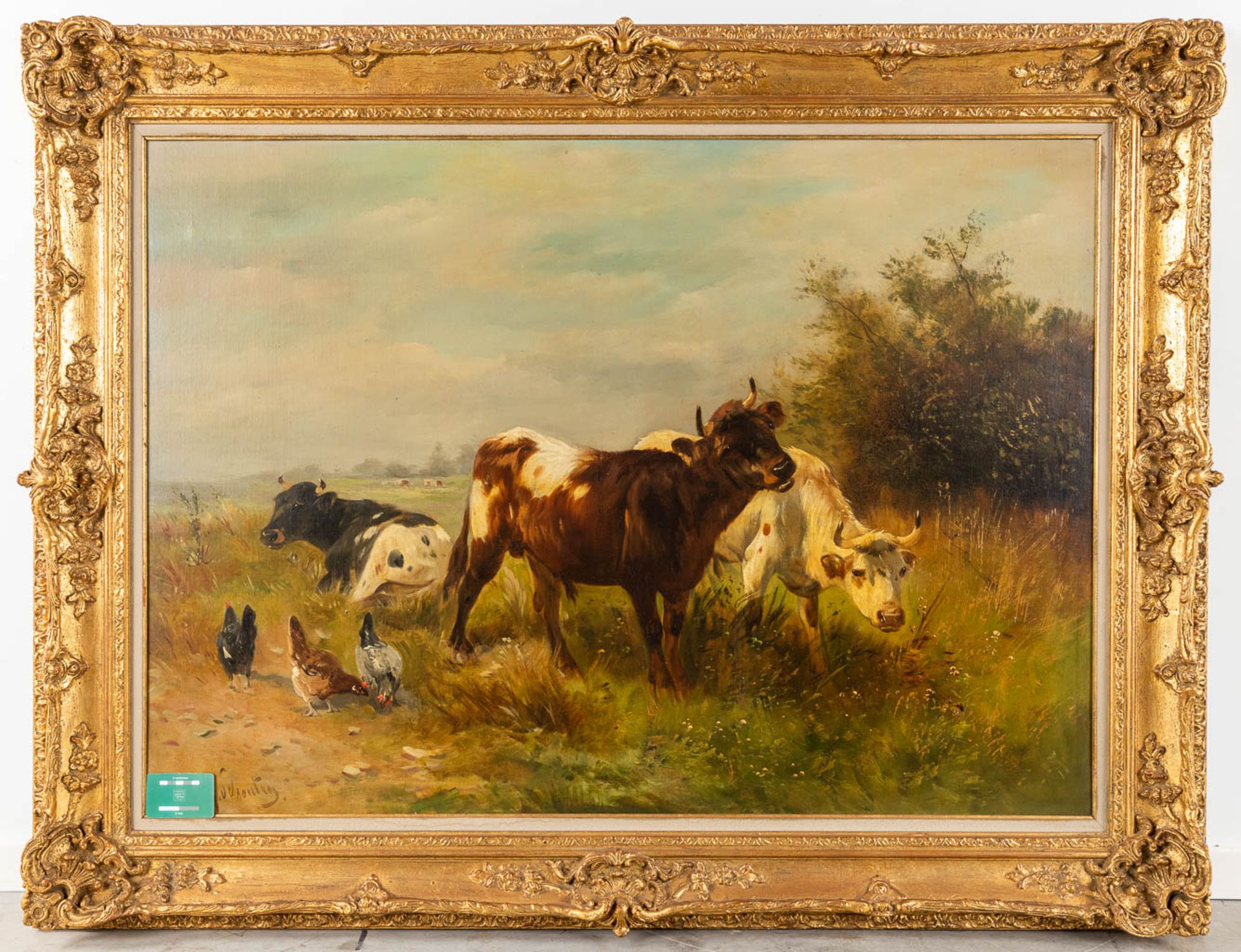 Henry SCHOUTEN (1857/64-1927) 'Cattle in the field' oil on canvas. (W:120 x H:86 cm) - Image 2 of 7