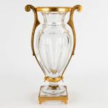 Baccarat, a large crystal vase mounted with gilt bronze. 20th C. (D:14 x W:22 x H:38,5 cm)