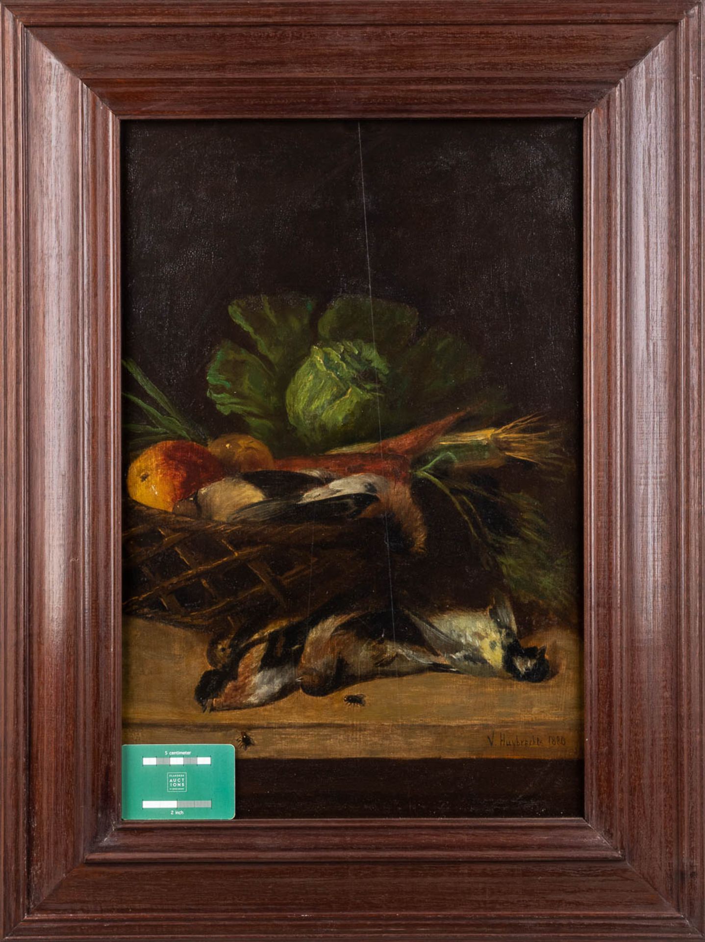 V. HUYBRECHTS (XIX-XX) 'Nature Morte with small birds' oil on panel. 1880. (W:36 x H:55,5 cm) - Bild 2 aus 8