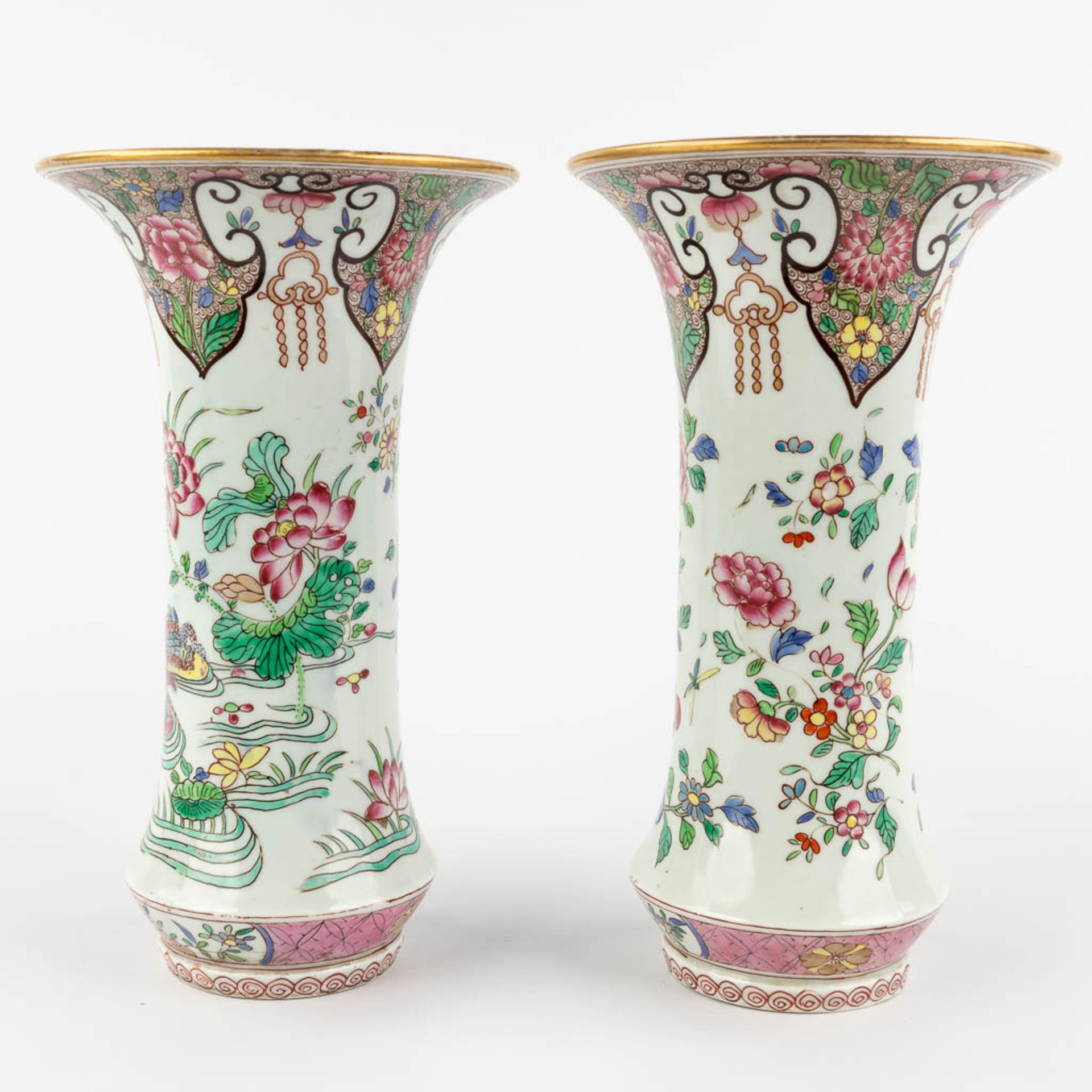 Samson, a 5-piece Kaststel, vases with lid and trumpet vases. Chinoiserie decor. (H:43 x D:21 cm) - Image 19 of 21