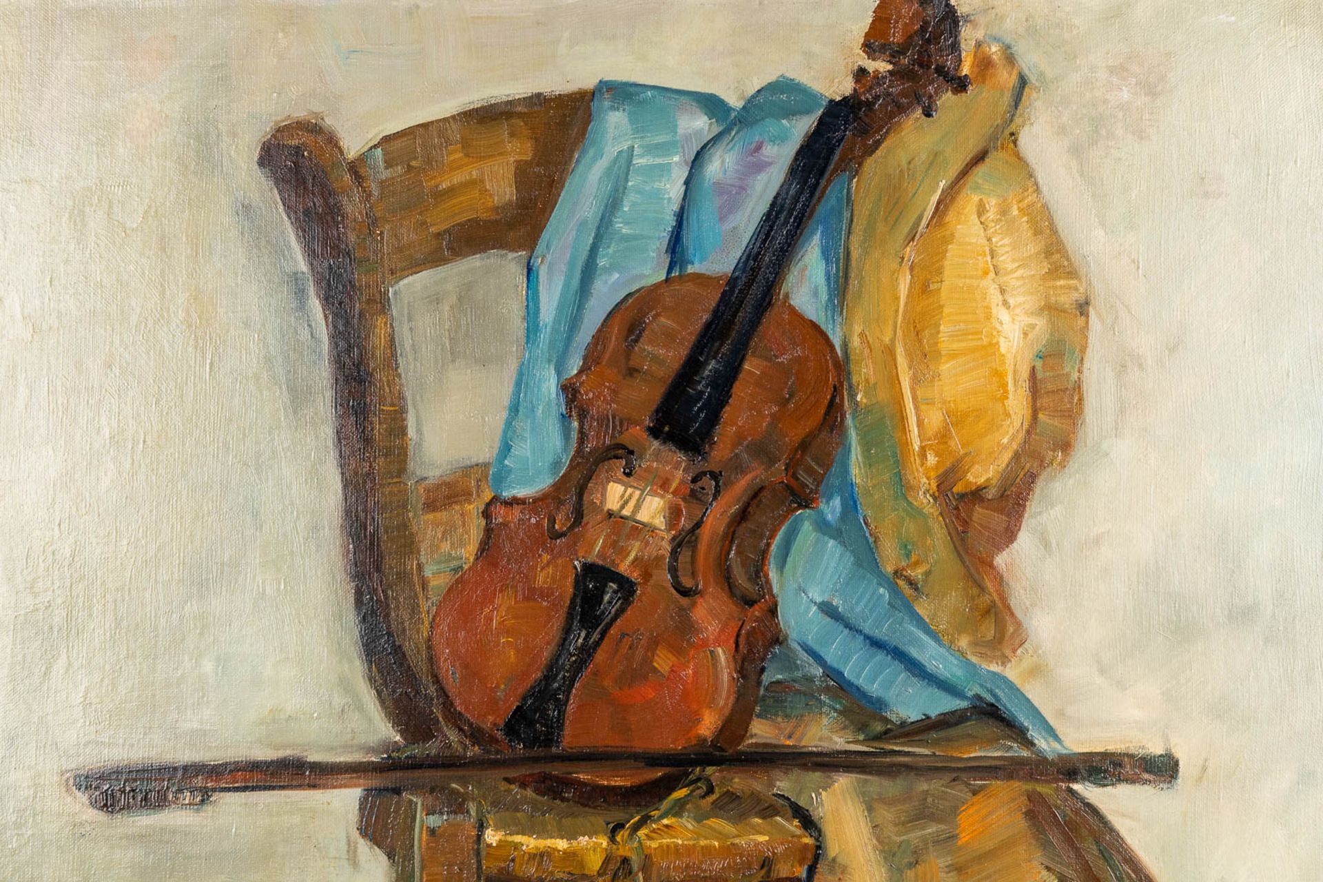 Robert ACKAERT (1929) 'Still life with a violin' oil on canvas. (W:70 x H:80 cm) - Bild 4 aus 7