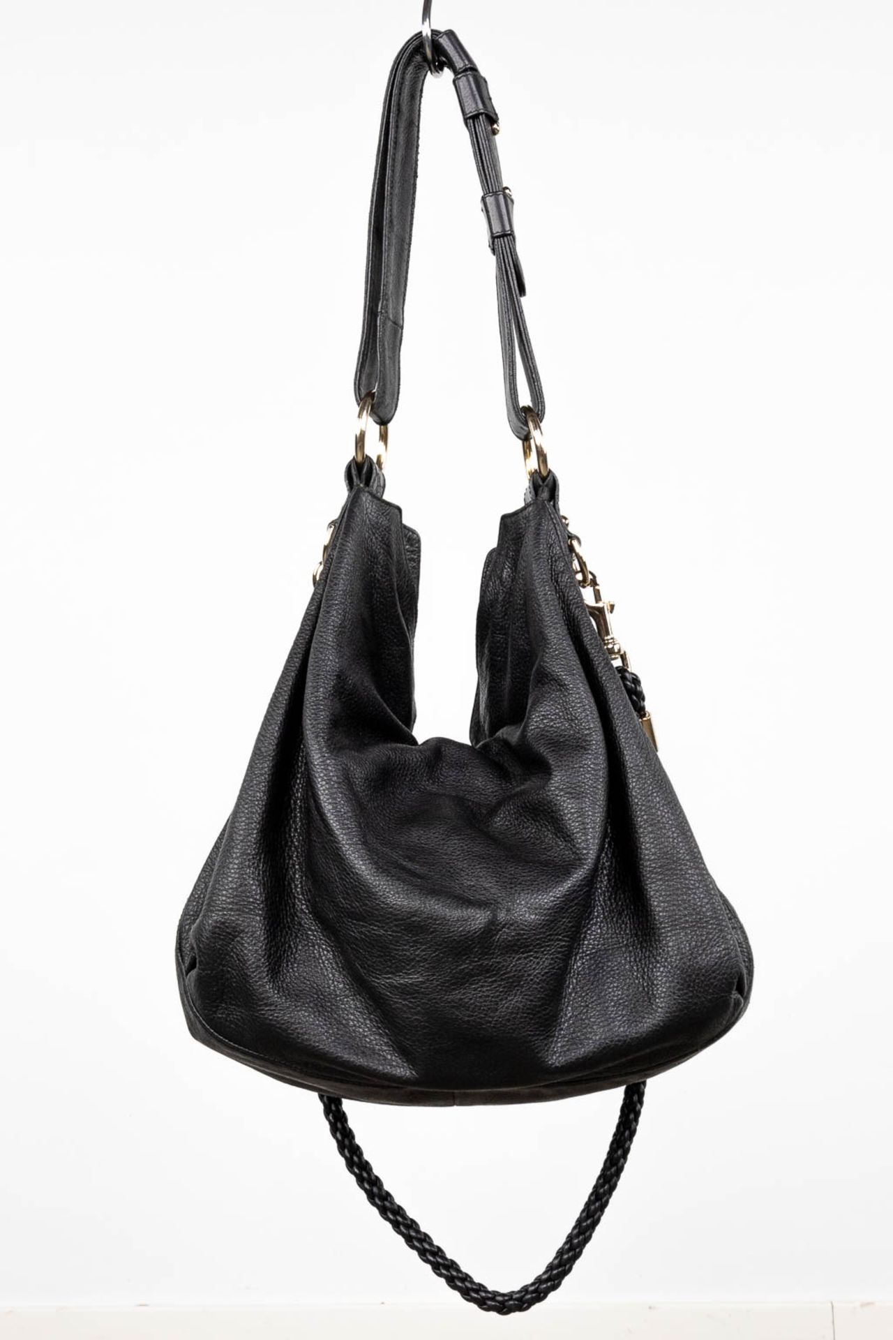 Gucci, a handbag made of black leather, with original belt. (W:40 x H:35 cm) - Bild 4 aus 14