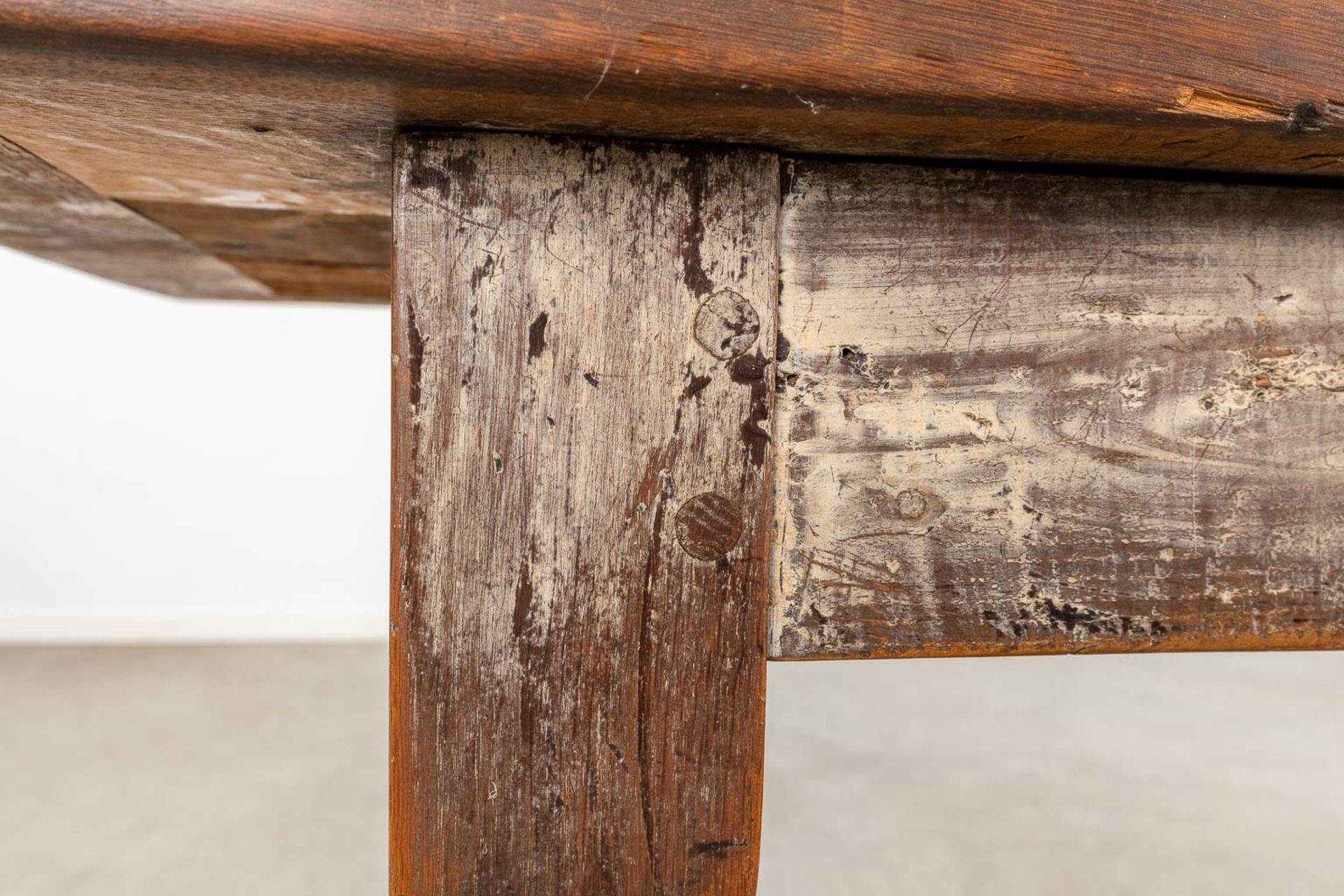 An antique farmer's table, oak, 19th C. (D:86 x W:198,5 x H:76 cm) - Image 10 of 12