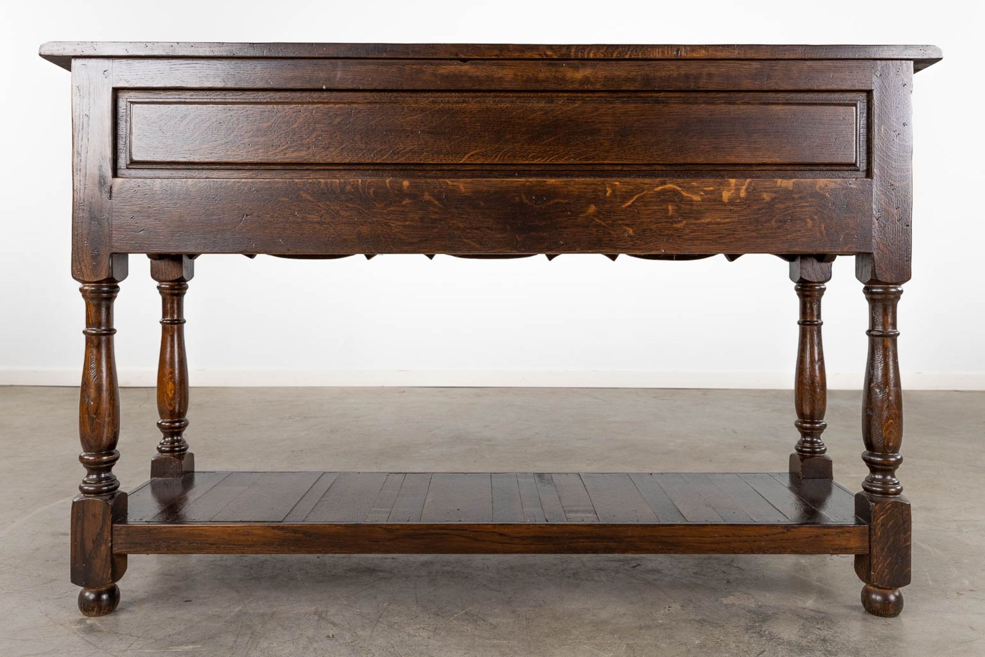 An English console table with 3 drawers. 20th C. (D:35 x W:120 x H:77 cm) - Image 6 of 8