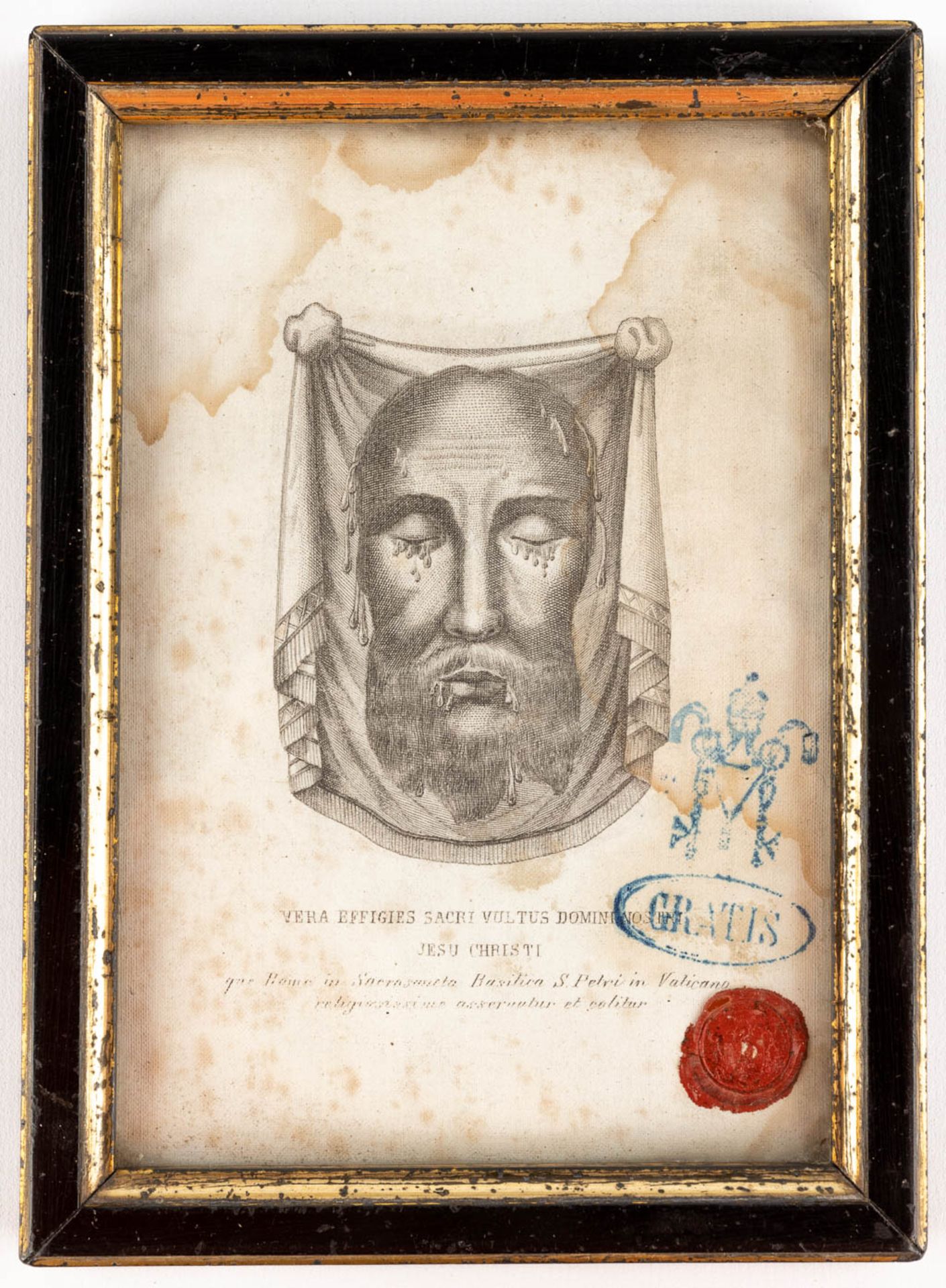 A small collection of relics and reliquary items, The Veil of Veronica, a relic in the shape of a sa - Image 9 of 11