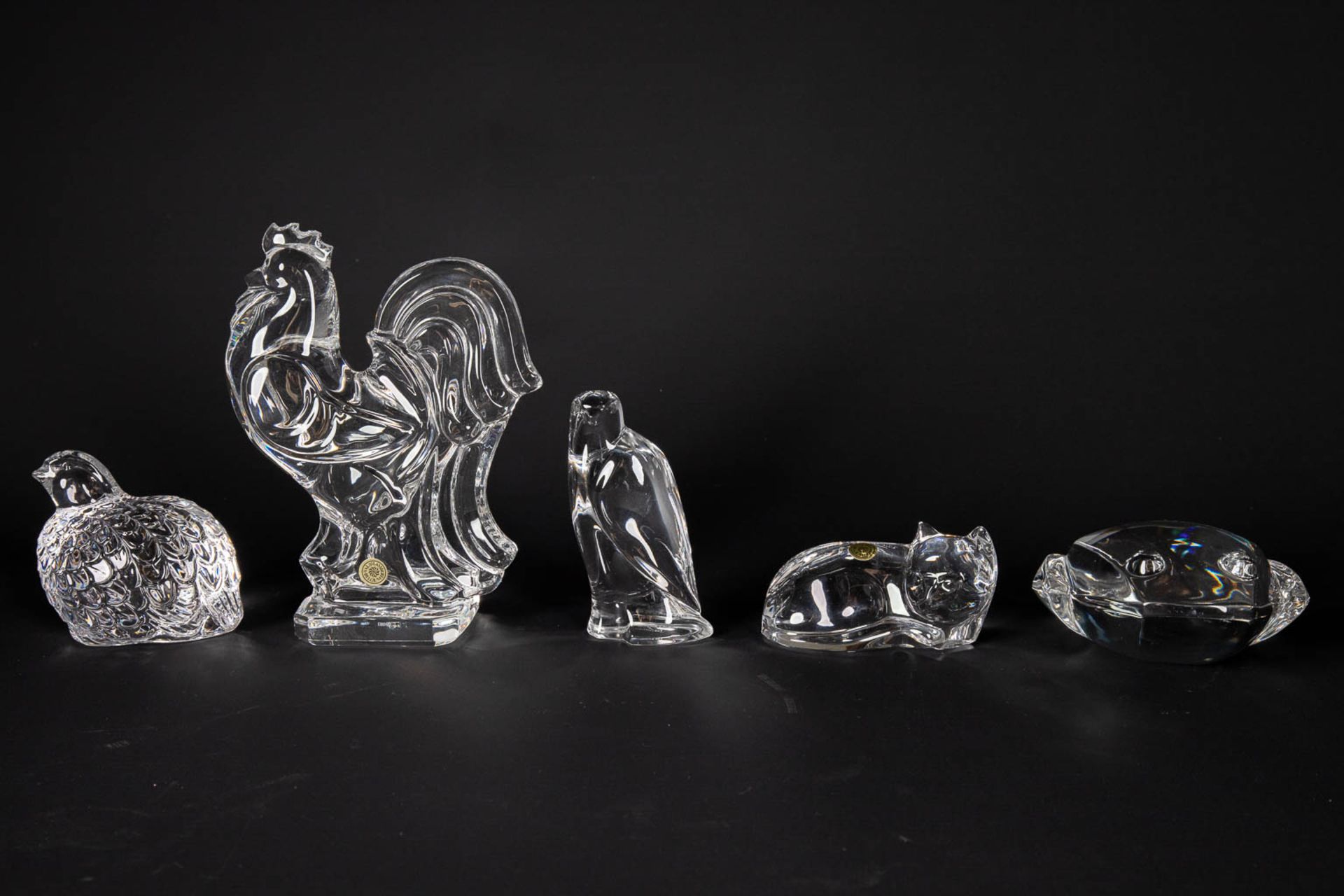 Val Saint Lambert, a set of 5 figurines in the shape of animals. (H:17 cm) - Image 3 of 15