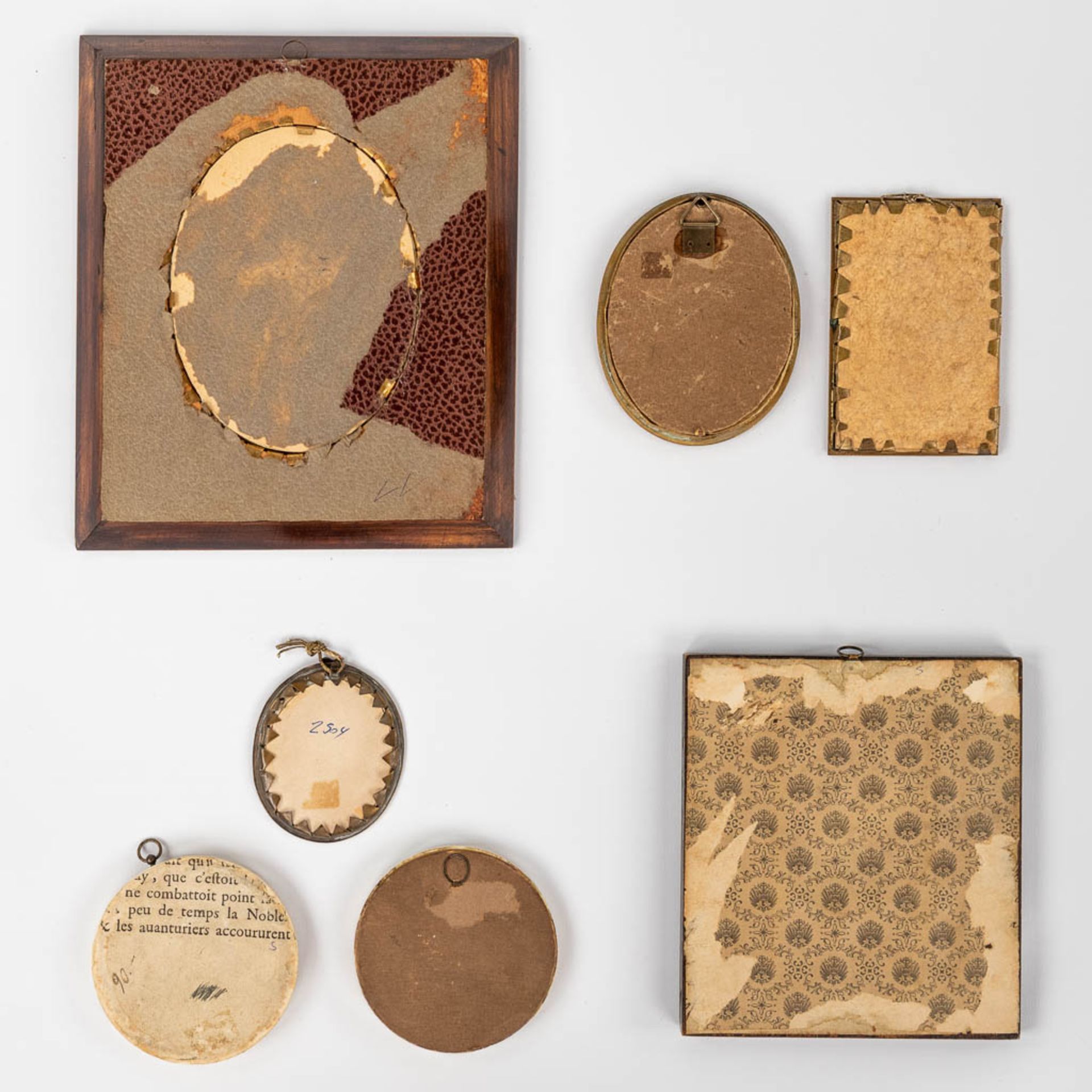 Seven miniature framed paintings, 19th C. (W:17 x H:20 cm) - Image 3 of 13