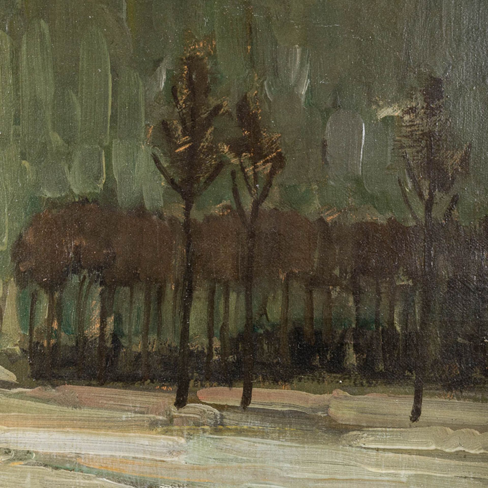 Evariste DE BUCK (1892-1974) 'Snow near the Lys' oil on canvas. (W:70 x H:80 cm) - Bild 4 aus 7