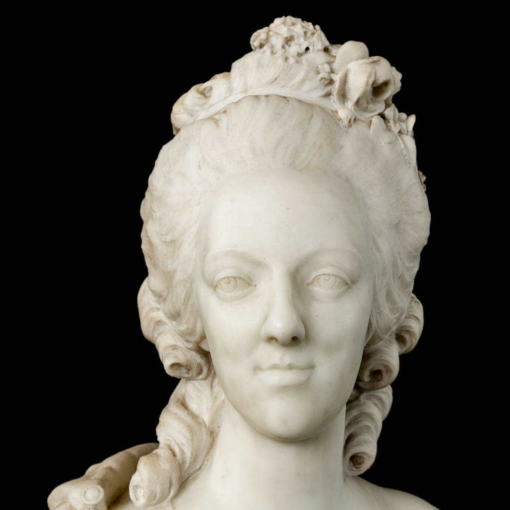 Simon Louis BOIZOT (1743-1809)(after) 'Marie Antoinette' sculptured Carrara marble. 19th C. (D:28 x - Image 7 of 9