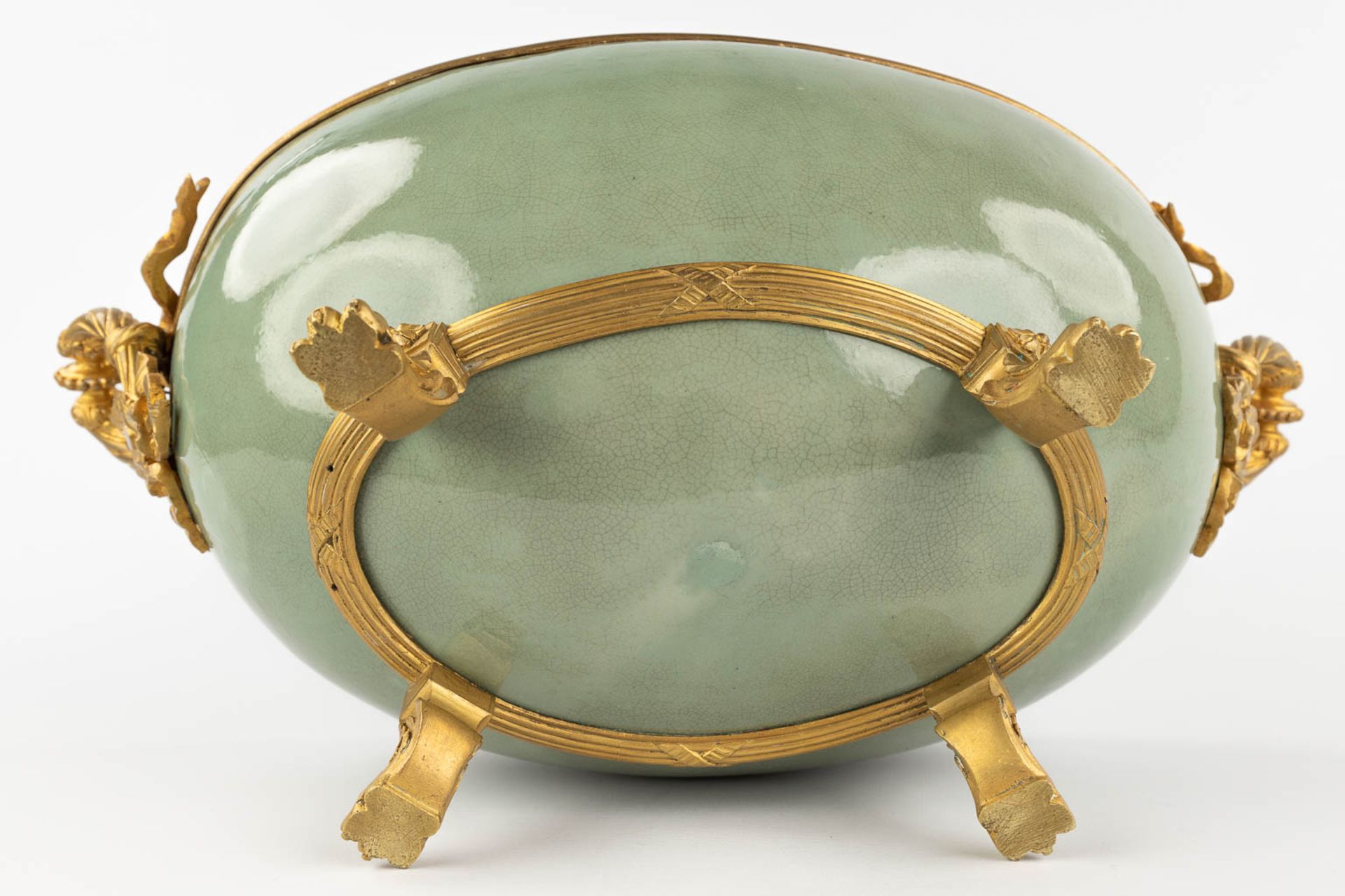 A large bowl mounted with gilt bronze. Glazed stoneware. (D:26 x W:47 x H:20 cm) - Image 8 of 10