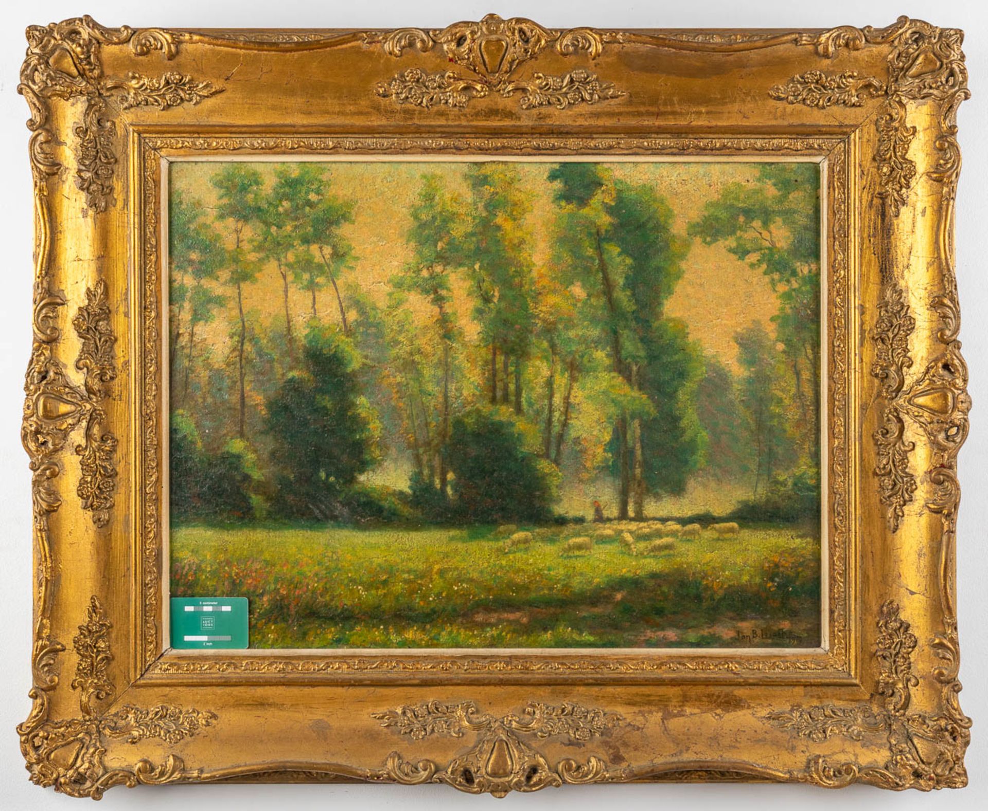 Jan-Baptist LESAFFRE (1864-1926) 'Sheep in a landscape' oil on panel. 1919 (W:72 x H:54 cm) - Bild 2 aus 7