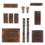 A large collection of panels, pieces and wood-sculptures, 16th/17th/18th C. (H:98 cm)