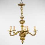 An large bronze Mazarin chandelier, decorated with ladies. 20th C. (H:66 x D:66 cm)