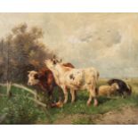 Henry SCHOUTEN (1857/64-1927) 'Cattle in the field' oil on canvas. (W:100 x H:81 cm)