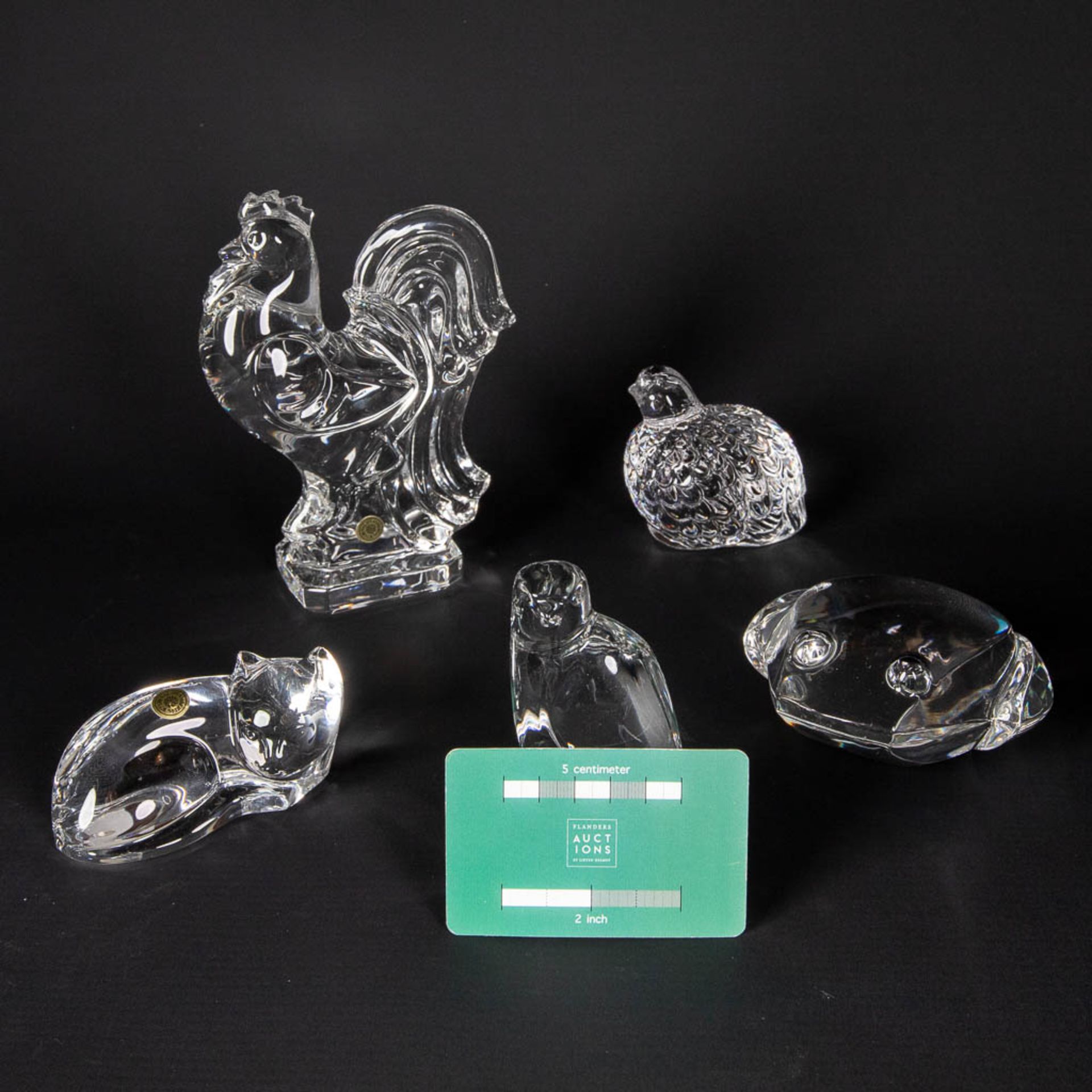 Val Saint Lambert, a set of 5 figurines in the shape of animals. (H:17 cm) - Image 2 of 15