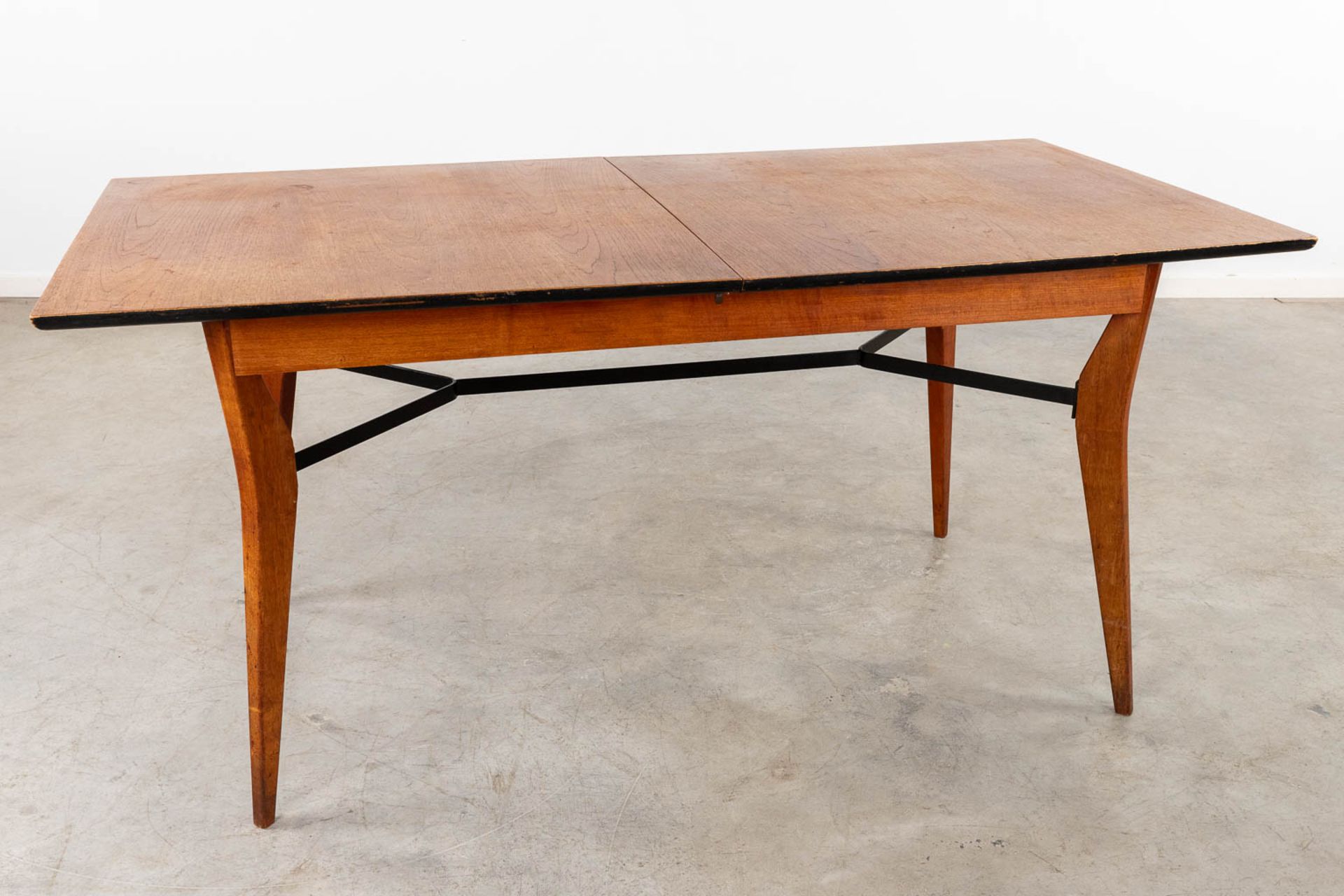 A mid-century table and 6 chairs, rotan and metal, teak wood. Circa 1960. (D:86 x W:160 x H:76 cm) - Image 3 of 31