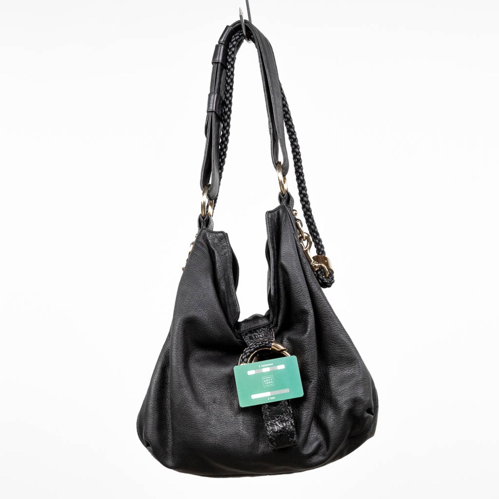 Gucci, a handbag made of black leather, with original belt. (W:40 x H:35 cm) - Bild 2 aus 14