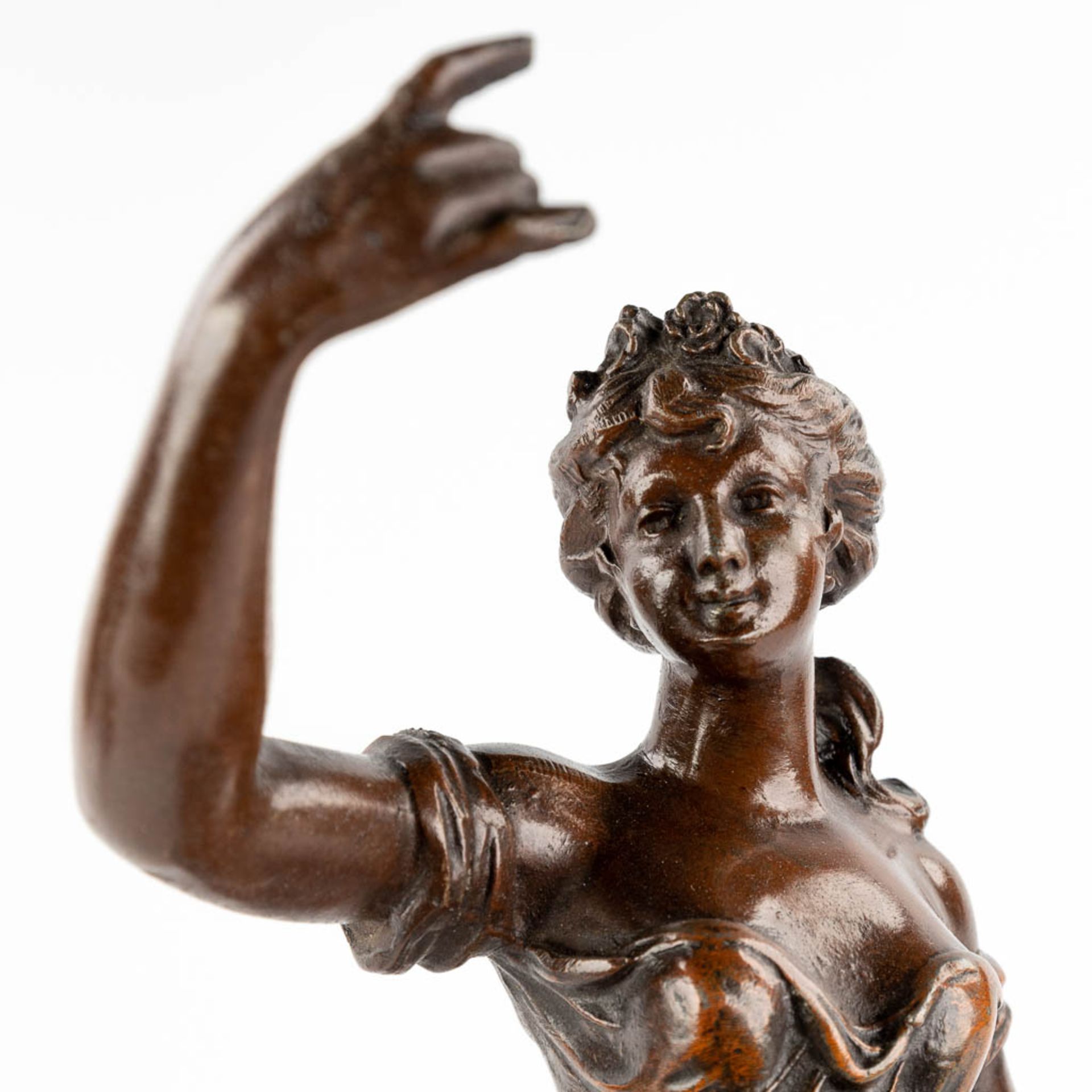 Hippolyte MOREAU (1832-1927) 'Semeuse' &amp; Emile GUILLEMIN (1841-1907) 'Gloire, spelter (H:50 cm) - Image 8 of 15