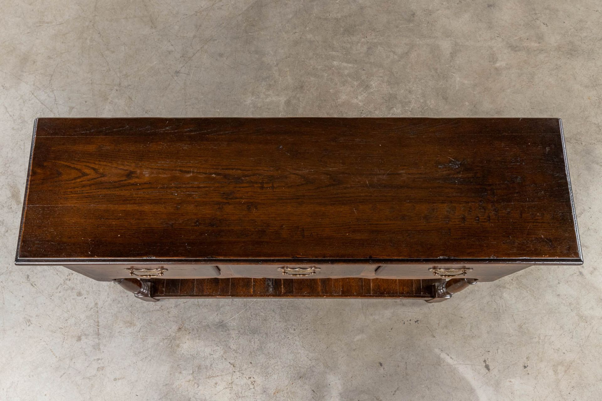 An English console table with 3 drawers. 20th C. (D:35 x W:120 x H:77 cm) - Image 8 of 8