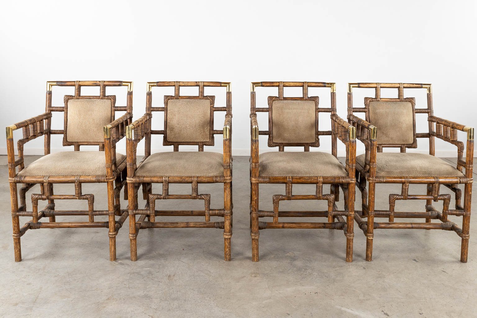 4 armchairs, coffee table, console table, Imitation bamboo, probably McGuire. (D:59 x W:52 x H:88 cm - Image 11 of 20