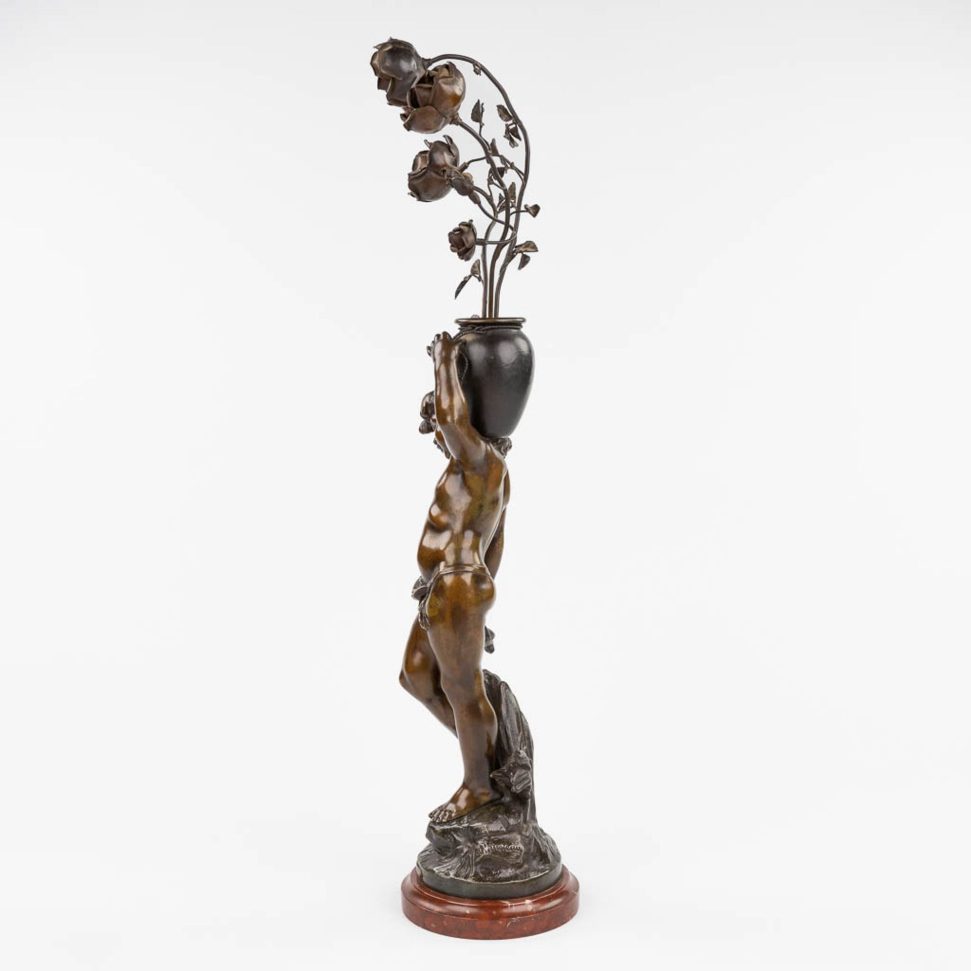 Auguste MOREAU (1834-1917) 'Le Ruisseau' patinated spelter. (D:16 x W:27 x H:81 cm) - Image 6 of 13