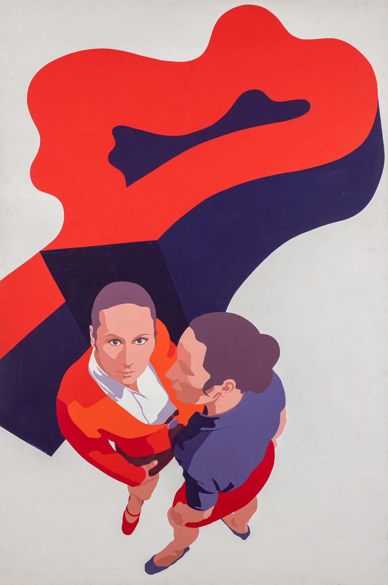 Guy BAEKELMANS (1940) 'Divided' Tempera on canvas, 1969. (W:120 x H:180 cm)