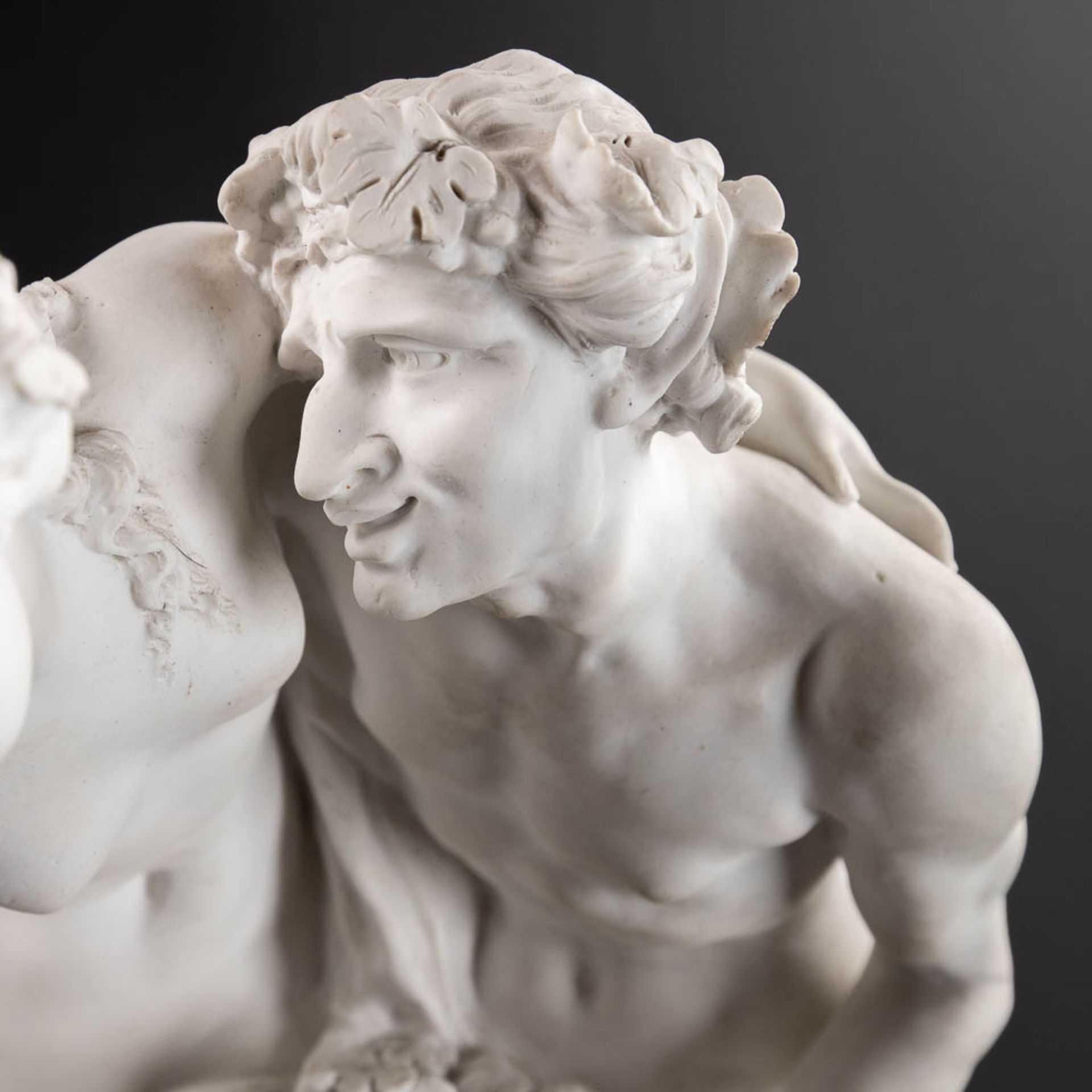 CLODION (1738-1814)(after) 'Satyr, Nymph and putto' bisque porcelain, marked Sèvres. (H:43 x D:25 cm - Image 7 of 14