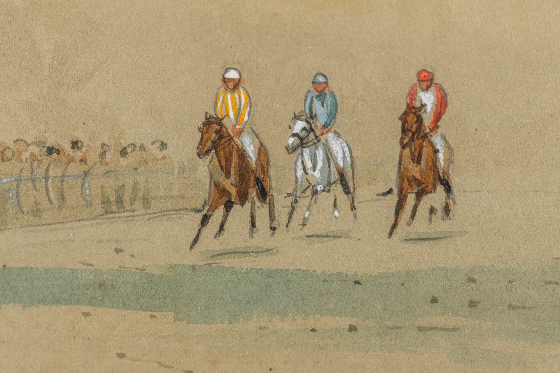 William Verner LONGE (1857-1924) 'Pony Flat Race, Tottenham November 1897' watercolour on paper. (W: - Image 5 of 8