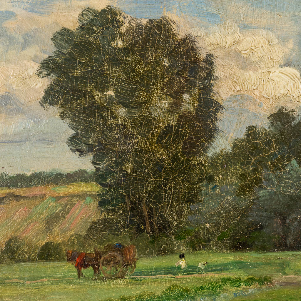 Charles Auguste CORBINEAU (1835-1901) 'Landscape' oil on panel. (W:32,5 x H:23,5 cm) - Image 4 of 7