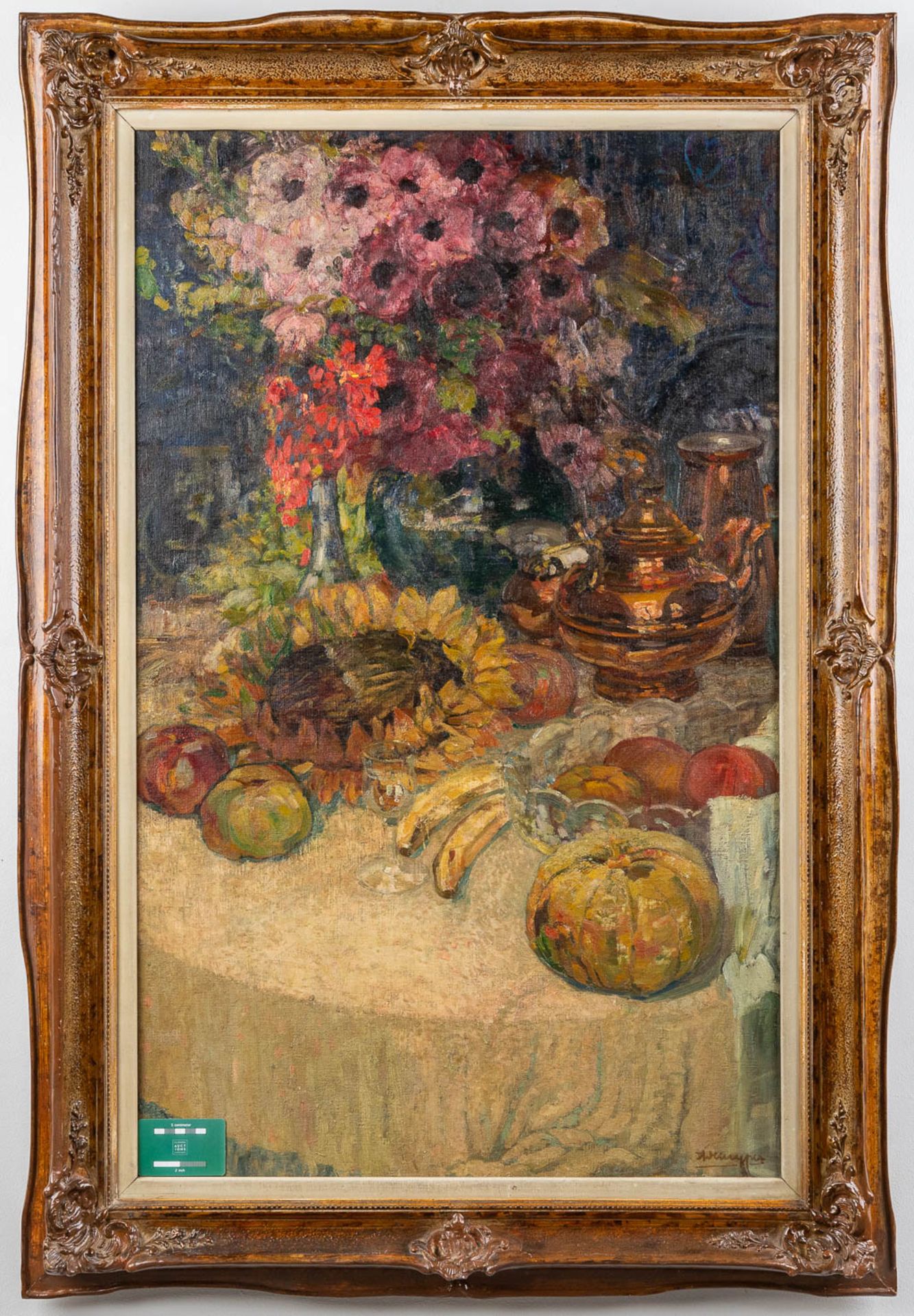 Alfons DE CUYPER (1887-1950) 'Flowers and fruit still life' oil on canvas. (W:63,5 x H:103 cm) - Bild 2 aus 8