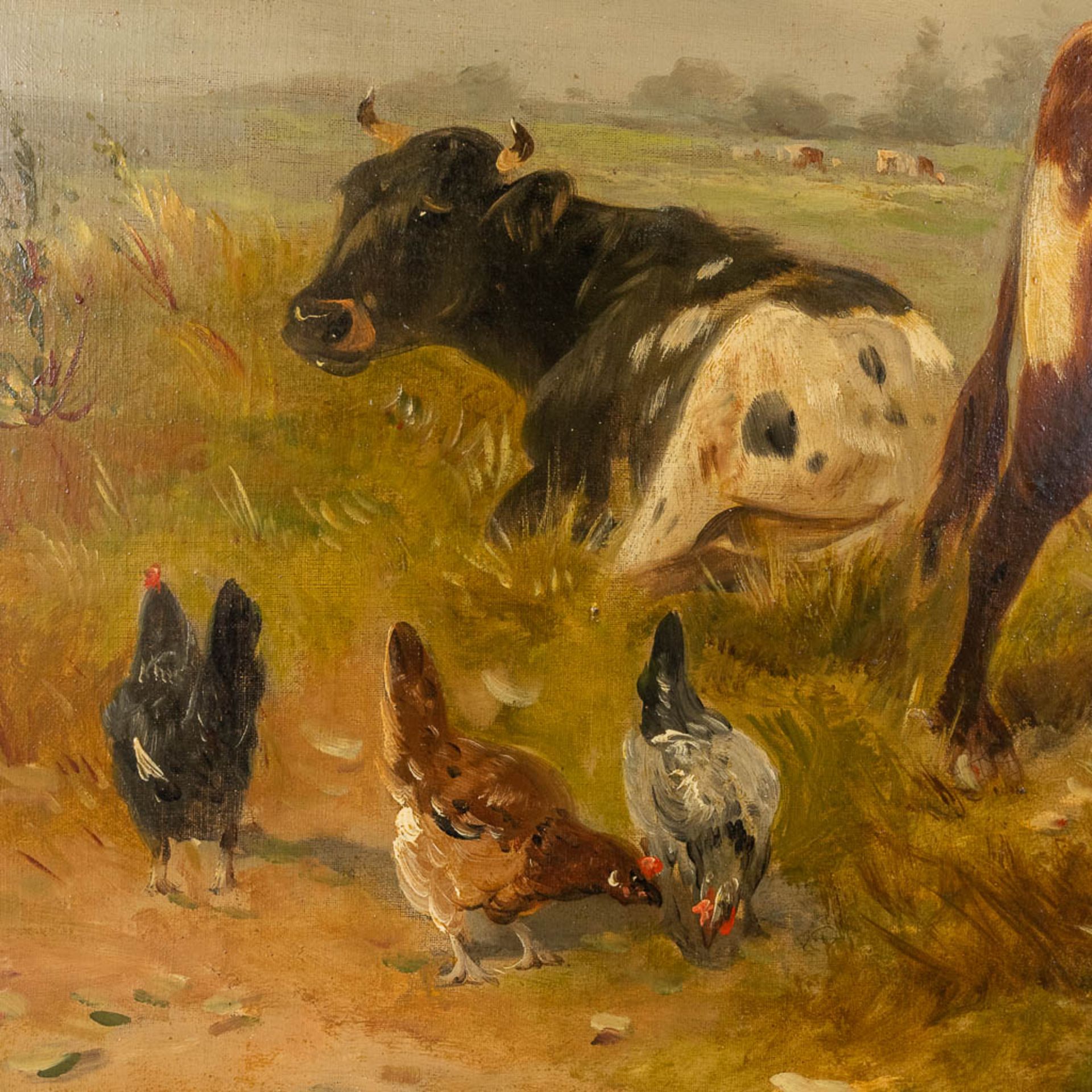 Henry SCHOUTEN (1857/64-1927) 'Cattle in the field' oil on canvas. (W:120 x H:86 cm) - Image 4 of 7