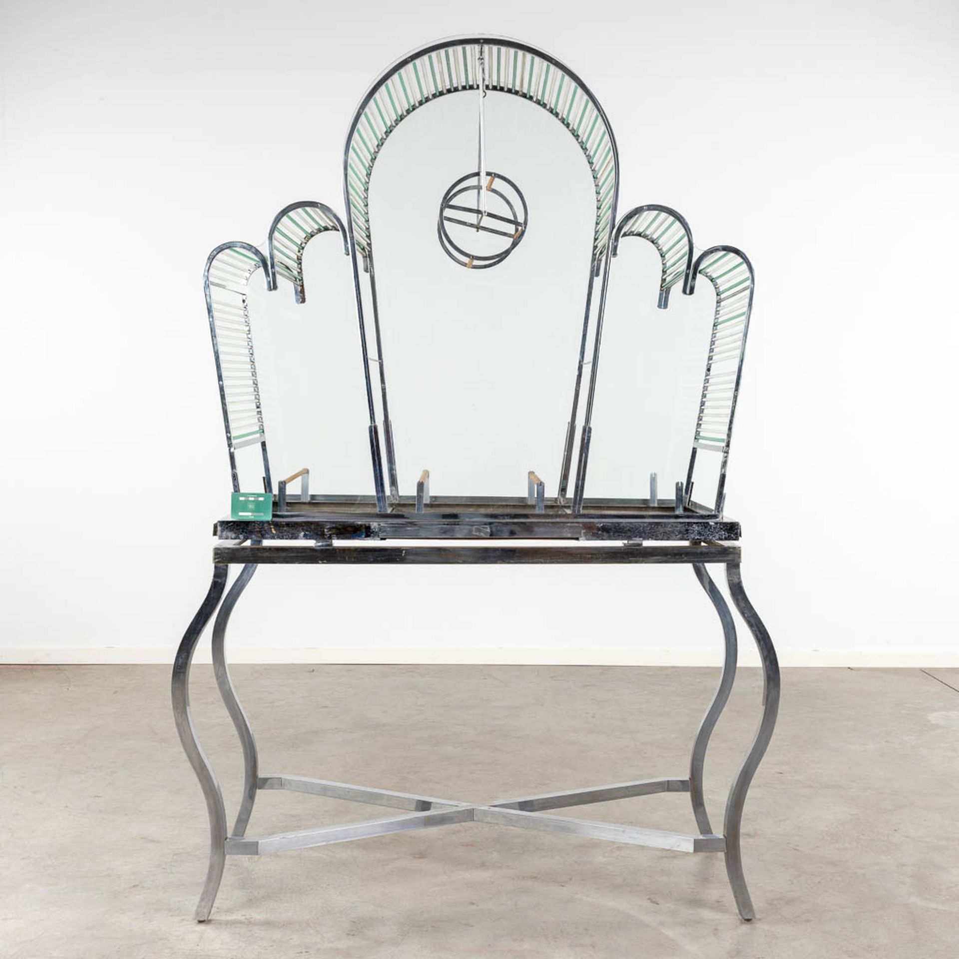 A large birdcage, chrome and glass, circa 1950. (D:53 x W:128 x H:186 cm) - Image 2 of 12