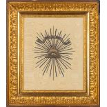 A framed embroidery, 'Deiu Me Voit', The Eye Of Providence. (W:37 x H:42 cm)