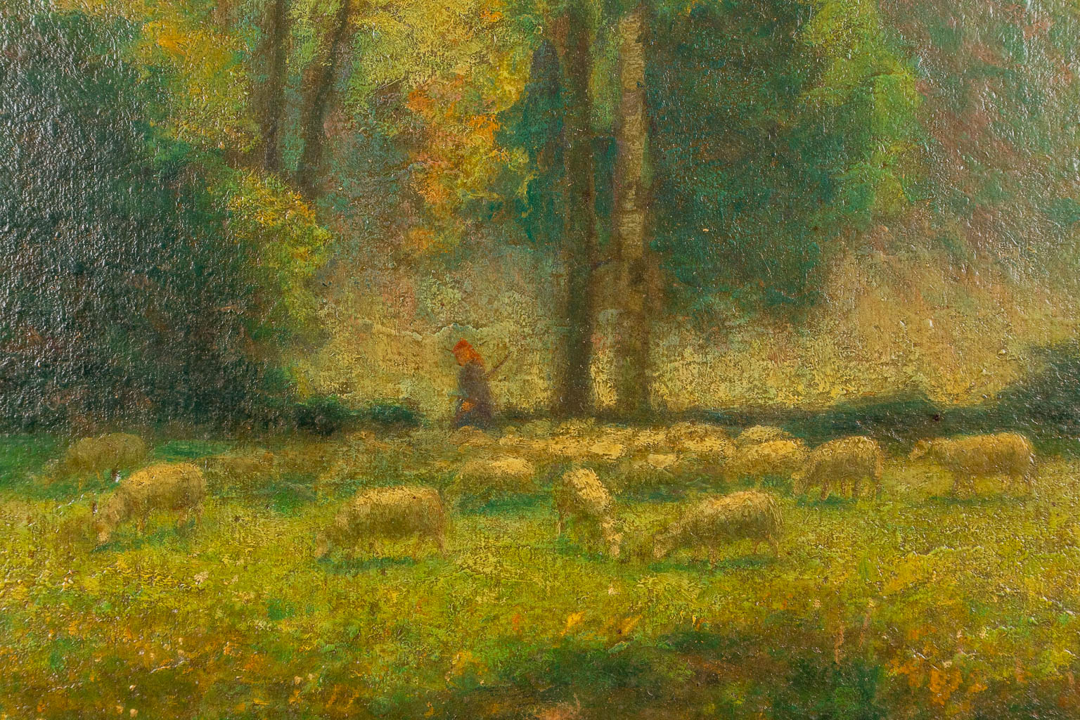 Jan-Baptist LESAFFRE (1864-1926) 'Sheep in a landscape' oil on panel. 1919 (W:72 x H:54 cm) - Image 5 of 7