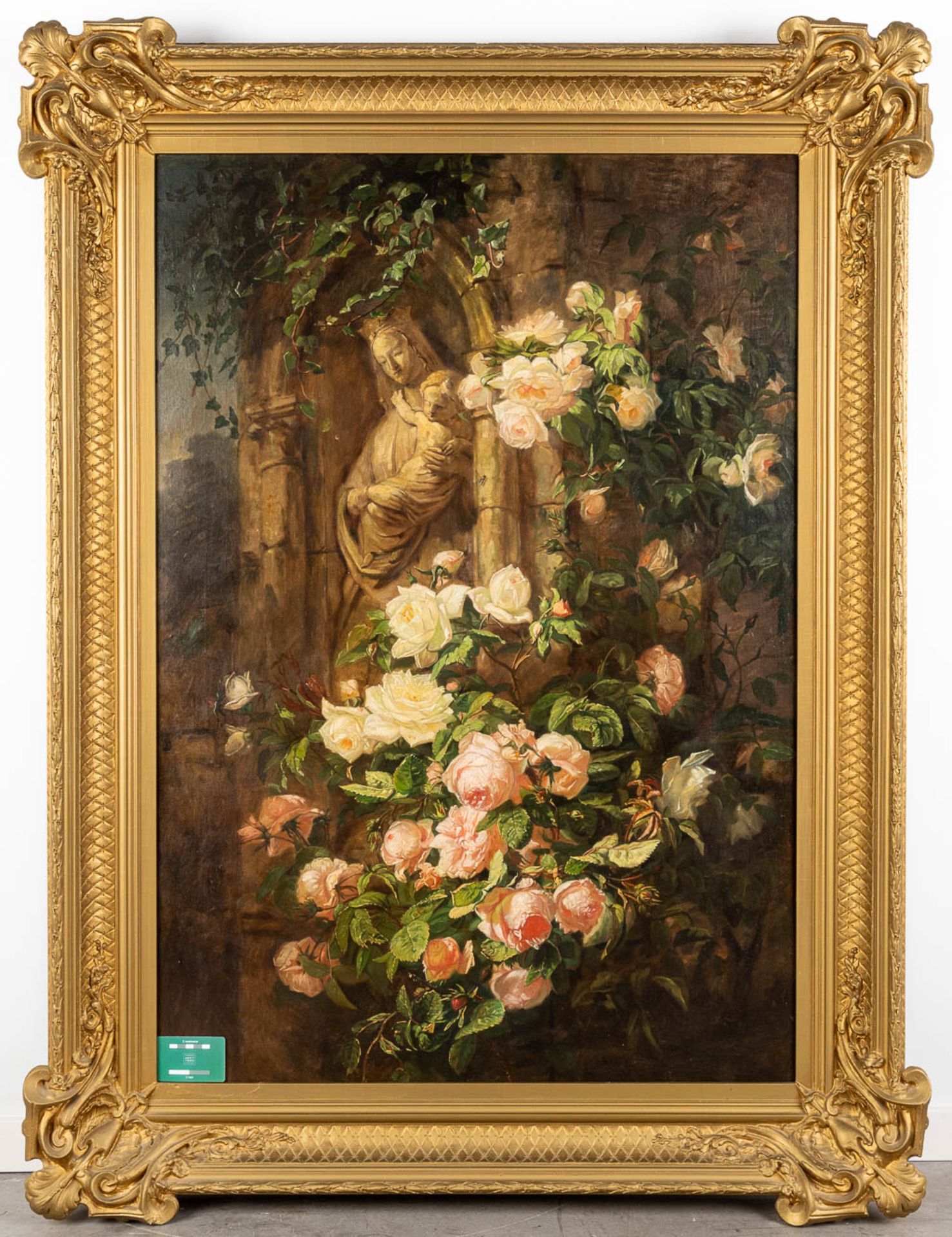 Jean-Baptiste ROBIE (1821-1910) 'Stillife with Madonna and flowers' a fine painting, oil on canvas. - Image 2 of 10