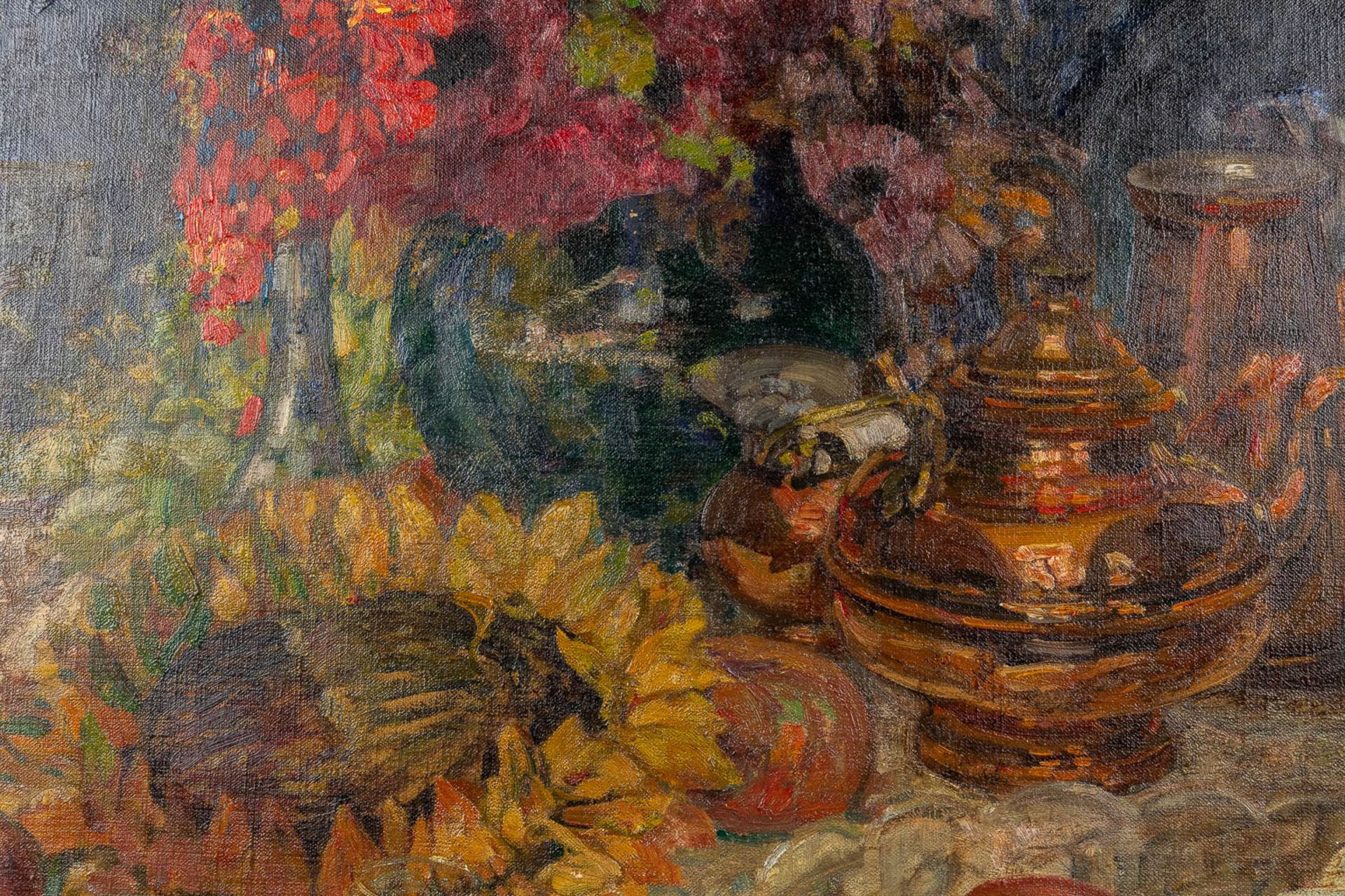 Alfons DE CUYPER (1887-1950) 'Flowers and fruit still life' oil on canvas. (W:63,5 x H:103 cm) - Image 5 of 8