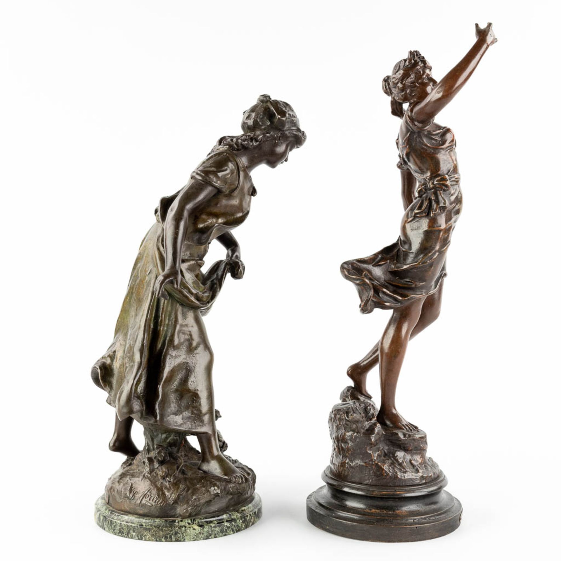 Hippolyte MOREAU (1832-1927) 'Semeuse' &amp; Emile GUILLEMIN (1841-1907) 'Gloire, spelter (H:50 cm) - Image 4 of 15