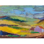 Robert ARENS (1905-1998) 'Expressionist landscape' oil on paper. (W:34,5 x H:25,5 cm)