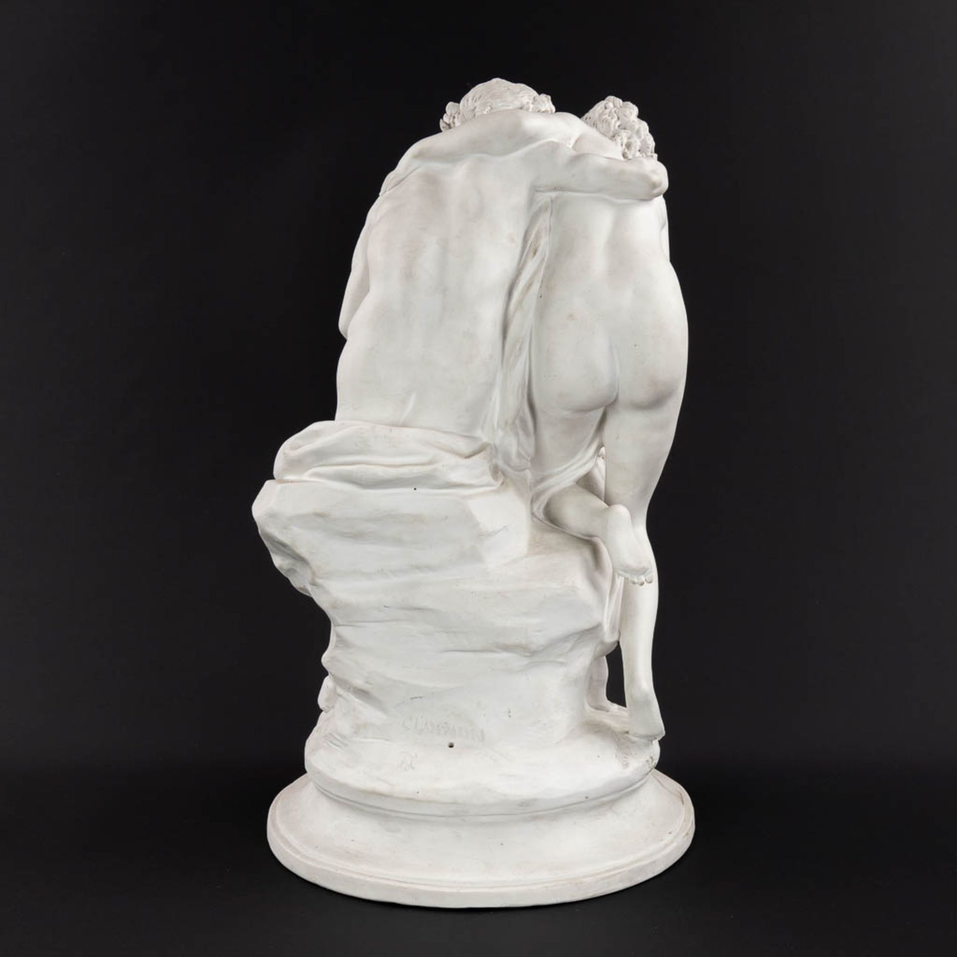 CLODION (1738-1814)(after) 'Satyr, Nymph and putto' bisque porcelain, marked Sèvres. (H:43 x D:25 cm - Image 5 of 14