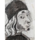 Mario DE BRABANDERE (1963) 'Portrait' mixed media on paper. (W:28 x H:37,5 cm)