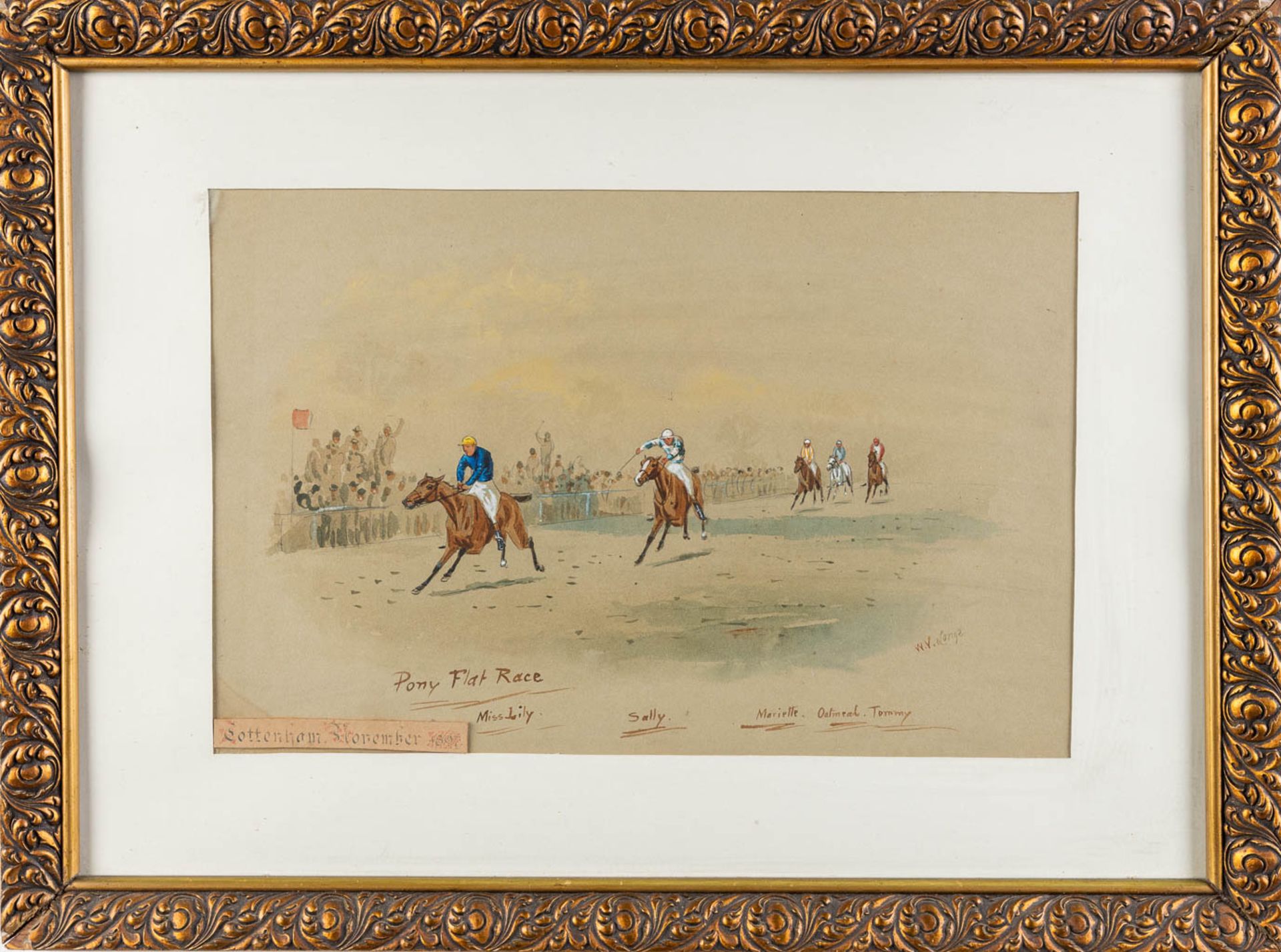 William Verner LONGE (1857-1924) 'Pony Flat Race, Tottenham November 1897' watercolour on paper. (W: - Image 3 of 8