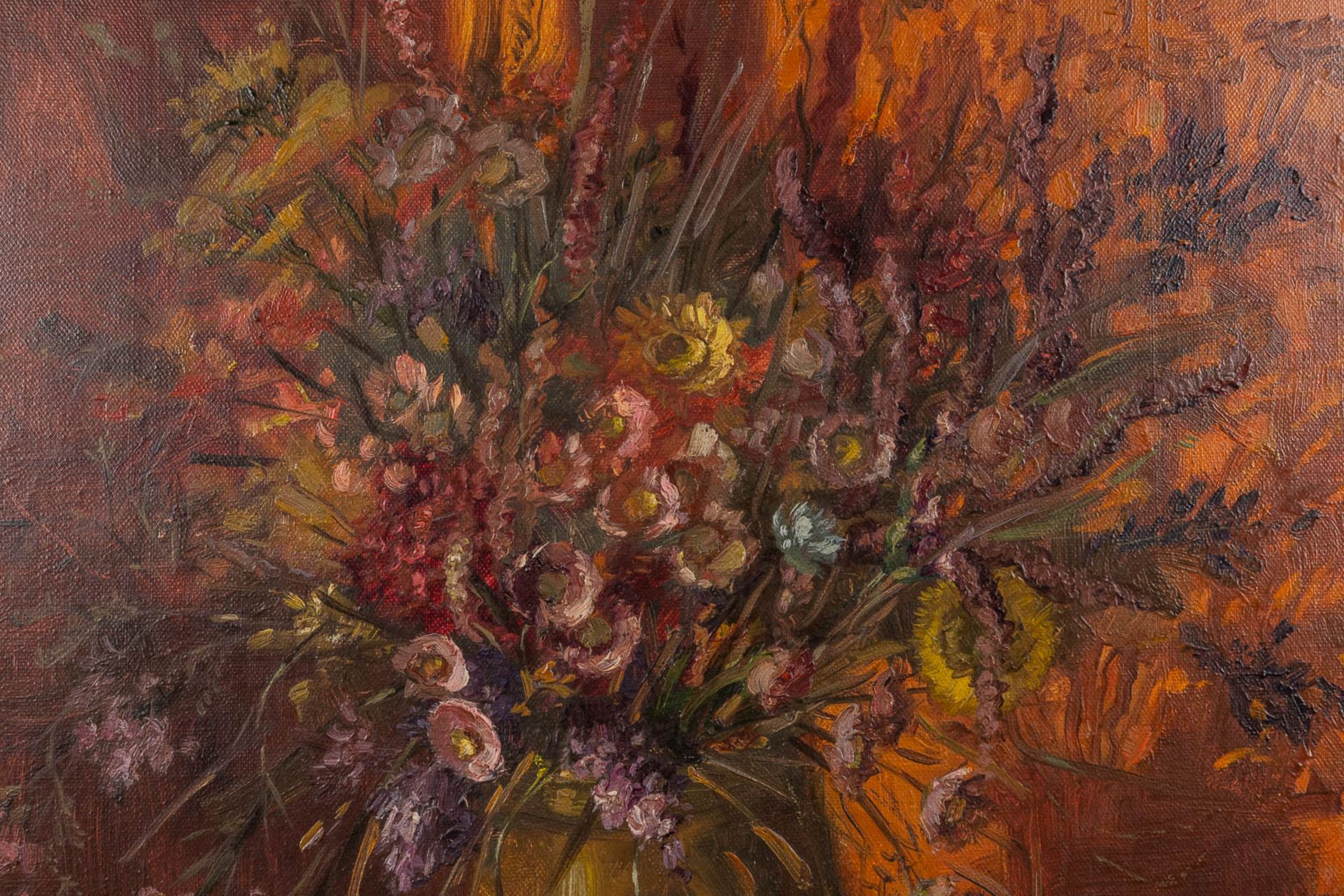 Marthe DE SPIEGELEIR (1897-1991) 'Flowers' oil on canvas. (W:45 x H:55 cm) - Image 4 of 6